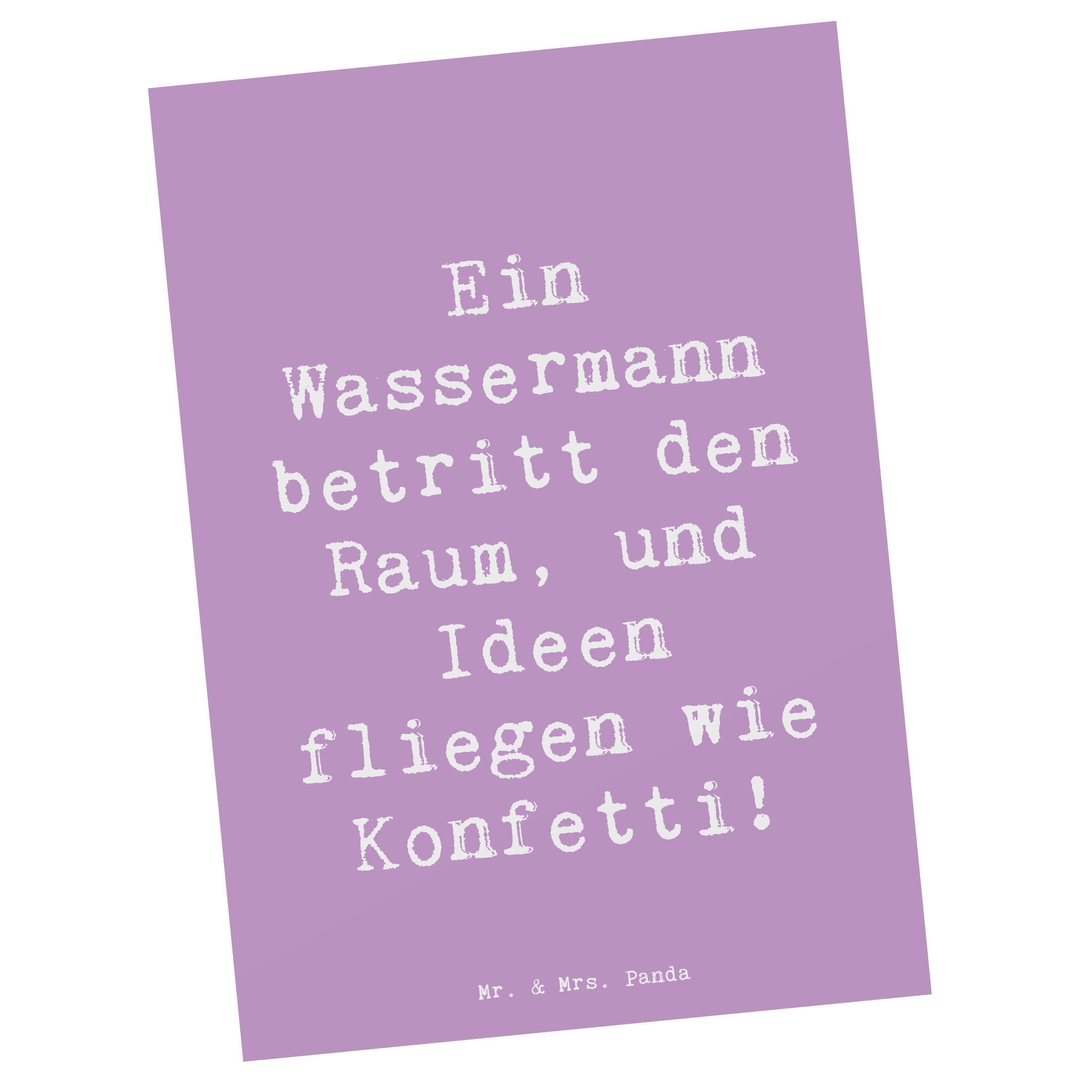 Mr. & Mrs. Panda Postkarte Spruch Wassermann Ideenflug, Postkarte, Lavendeltraum, Fotokarte, Gru