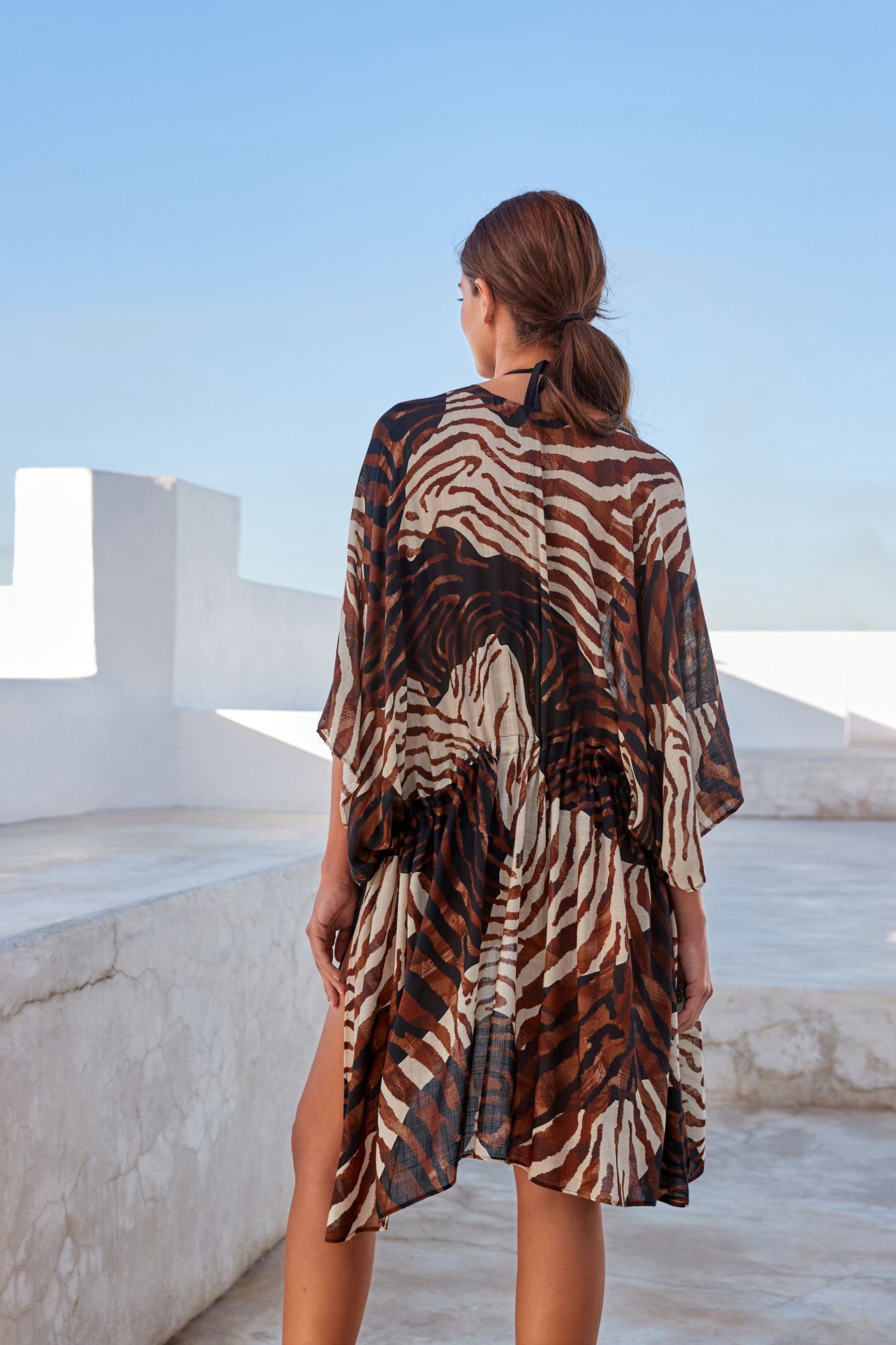 Next Strandkleid Langer Kimono mit Bindegürtel günstig online kaufen