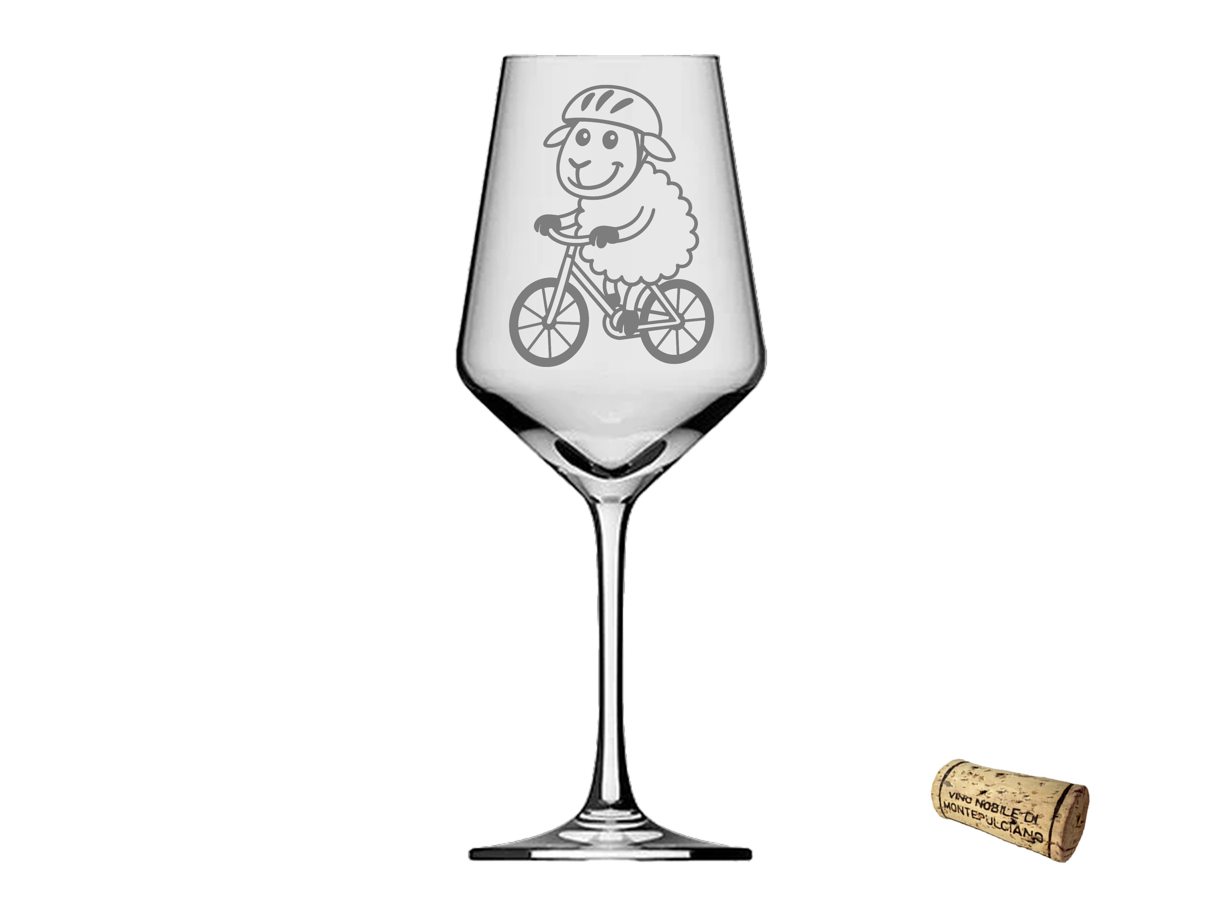 eXODA Weinglas Puppa Schaf auf Fahrrad – spülmaschinenfest & elegant, Glas, Atemberaubende Darstellung