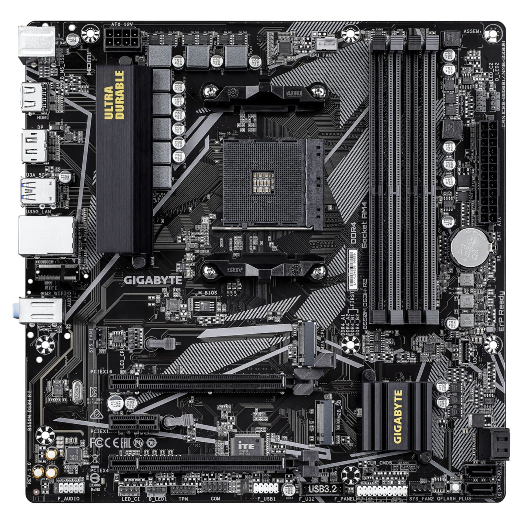 Gigabyte B550M DS3H R2 Mainboard – AMD Ryzen 5000 Prozessoren, 5+3 Phasen VRM, Mainboard