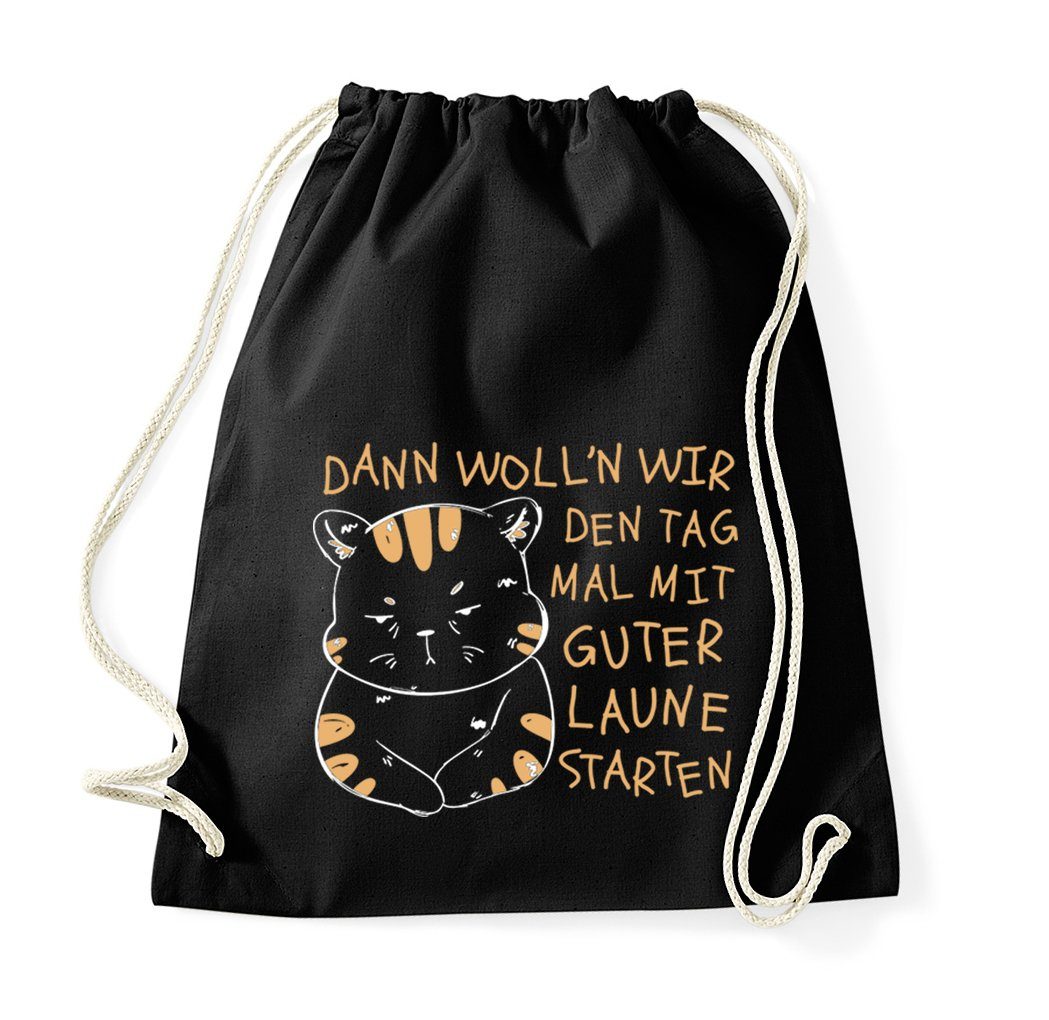 Youth Designz Turnbeutel Starten Wir Den Tag Mit Gute Laune Baumwolle Tasche, mit trendigem Aufdruck