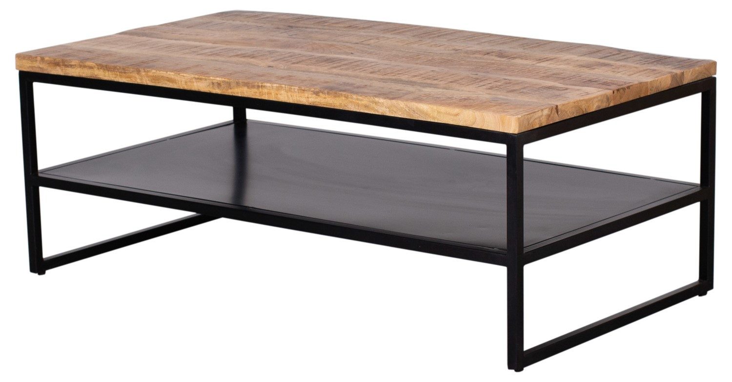 bene living Couchtisch Sicilia 110 x 60 cm - Mangoholz natur, Massivholz - Metallgestell - Esszimmer - Wohnzimmer - Büro