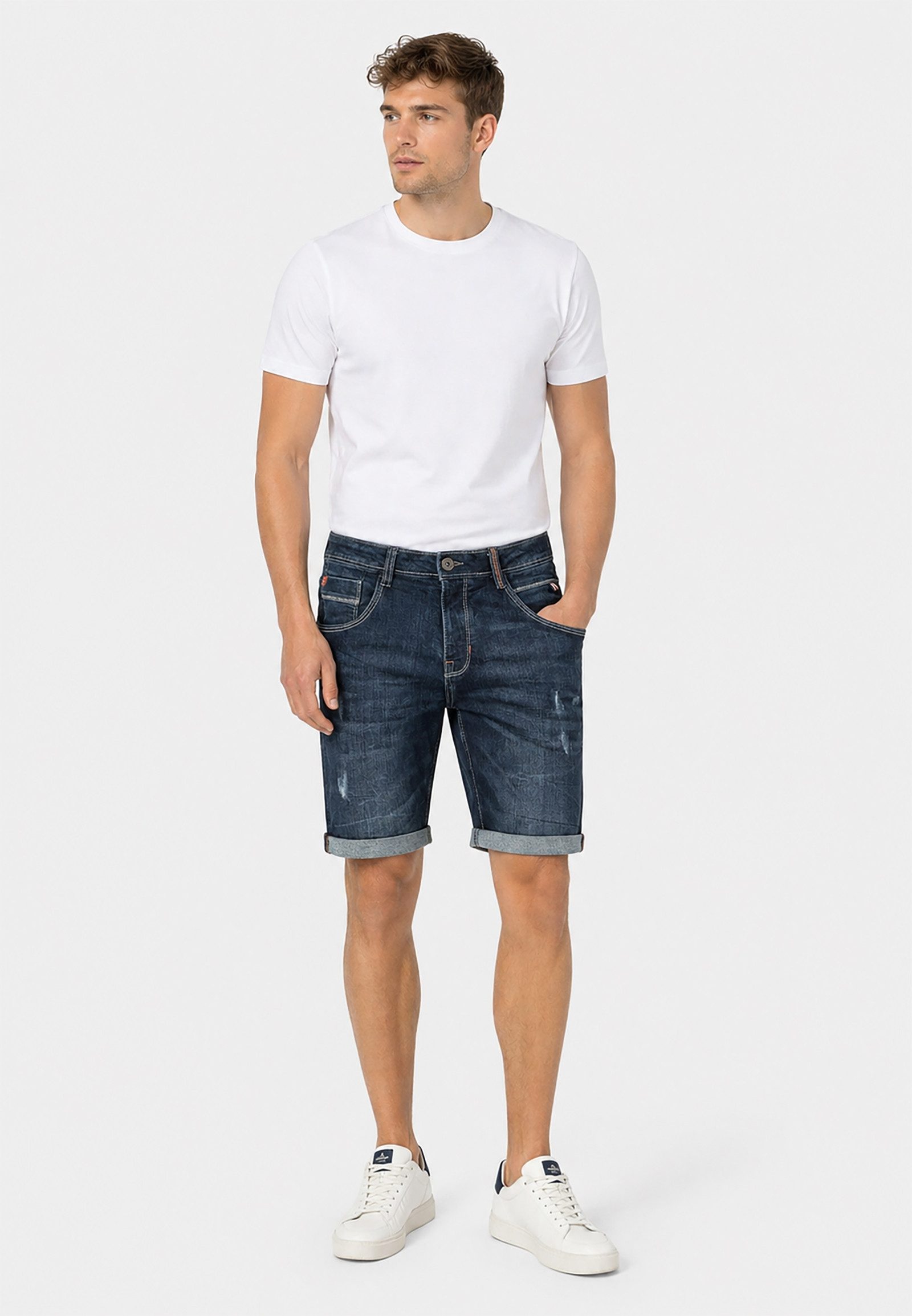 SUBLEVEL Jeansshorts Used Look Five Pocket Basic Sommer Klassischer Stil für Herren (1-tlg) Baumwolle Normal Fit Einfarbig atmungsaktiv Reißverschluss
