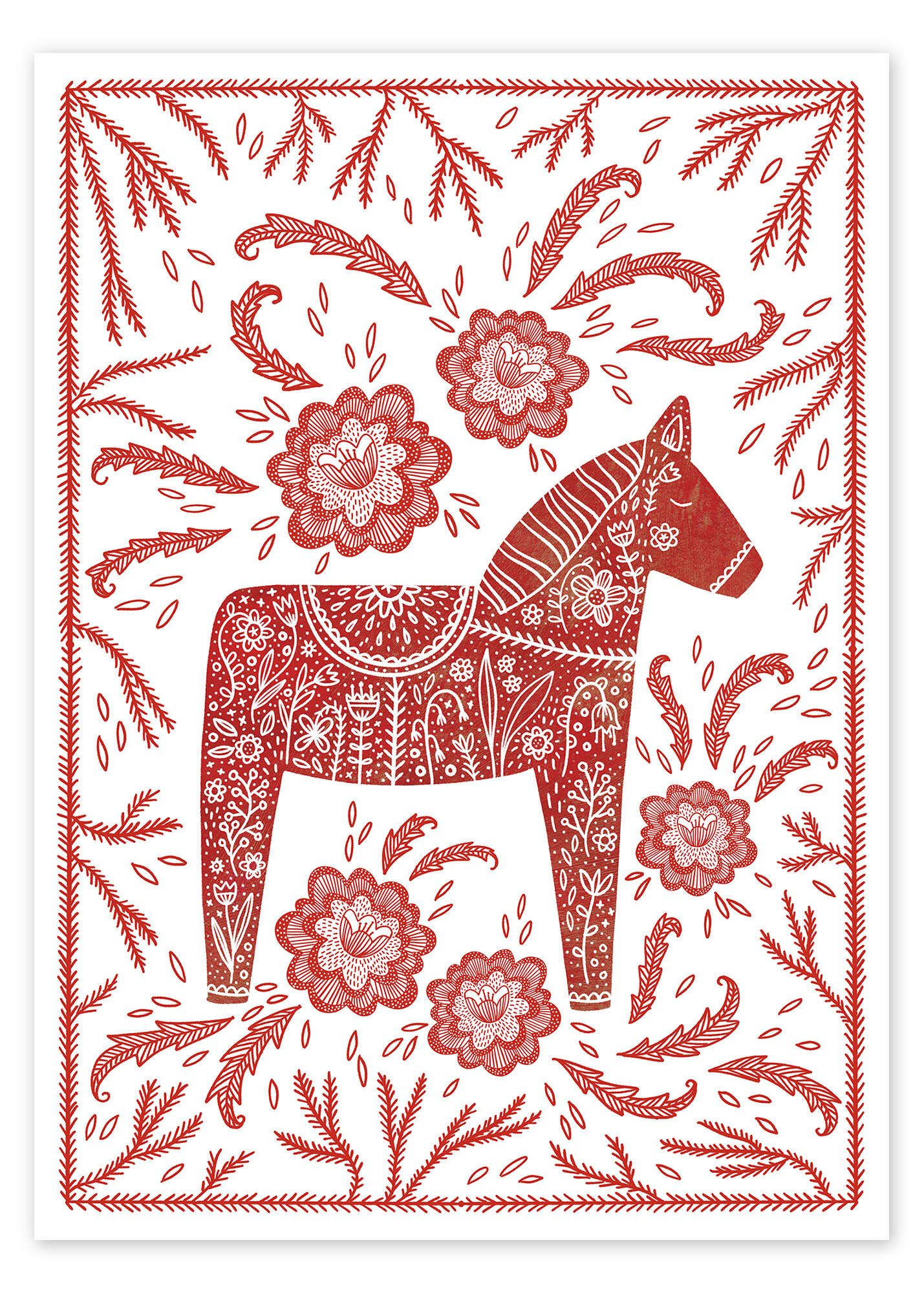 Posterlounge Wandbild Schwedisches Dalapferd, Nic Squirrell, erhältlich als Poster, Leinwandbild, Wandsticker oder Acrylglasbild