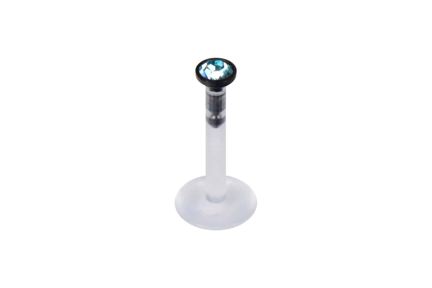 Piercing-Set PMFK Labret mit Plug-in-System - Chirurgenstahl-Aufsatz mit Kristall