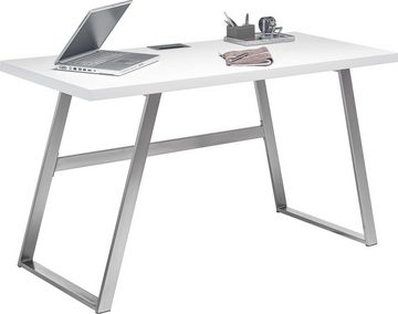MCA furniture Schreibtisch Andria, Weiß matt lackiert mit Kabeldurchlass, Breite 140 cm