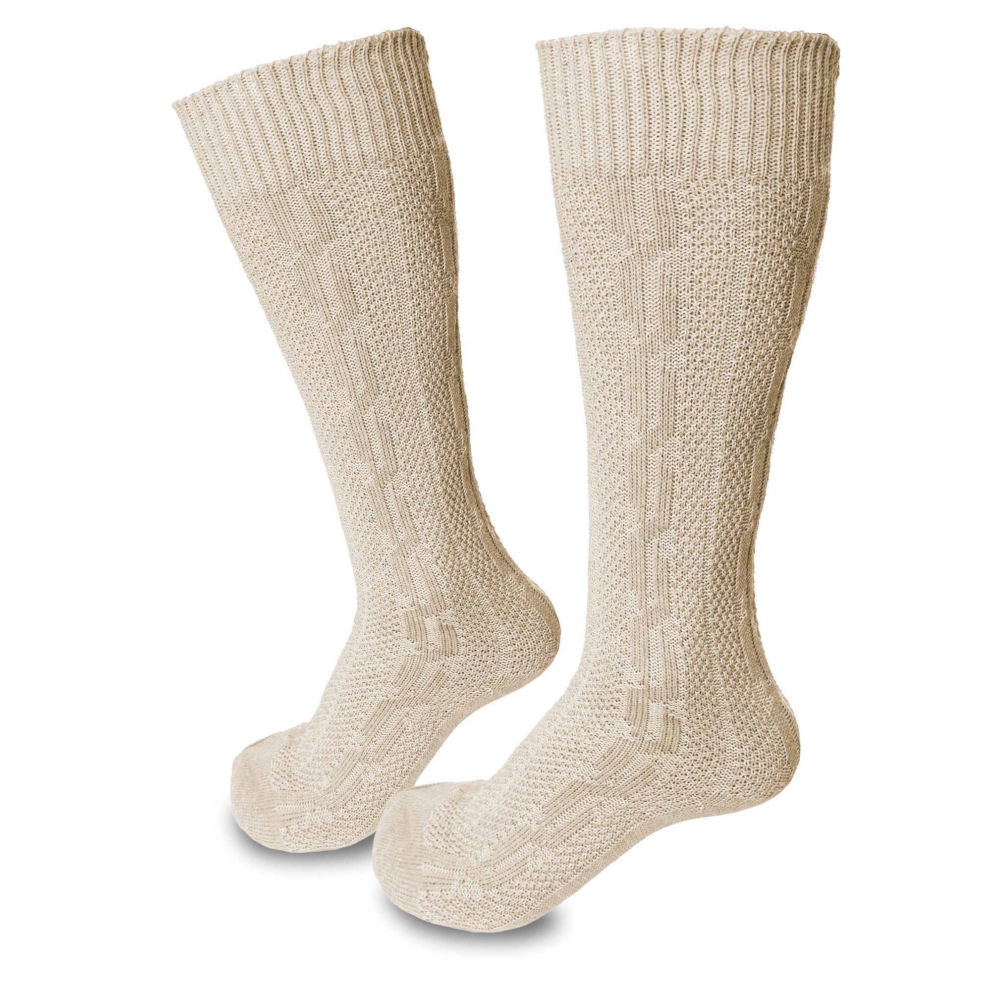 Steigenhöfer Manufaktur Trachtensocken für Herren und Damen – Socken mit Zopfmuster und Edelweißanstecker Oktoberfest Strümpfe aus Baumwolle für Männer & Frauen