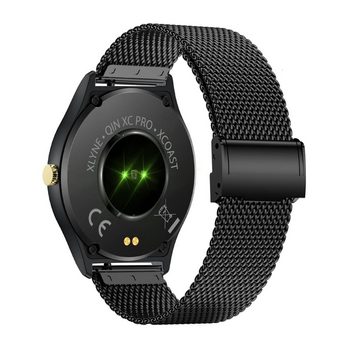 XCOAST QIN XC PRO - Herren Smartwatch (3,9 cm/1,3 Zoll, iOS & Android) Fitnessuhr, 3-tlg., Mesh Schwarz, Wasserdicht, 9 Tage Akku, Puls, Blutdruck, Blutsauerstoff, Sportmodi