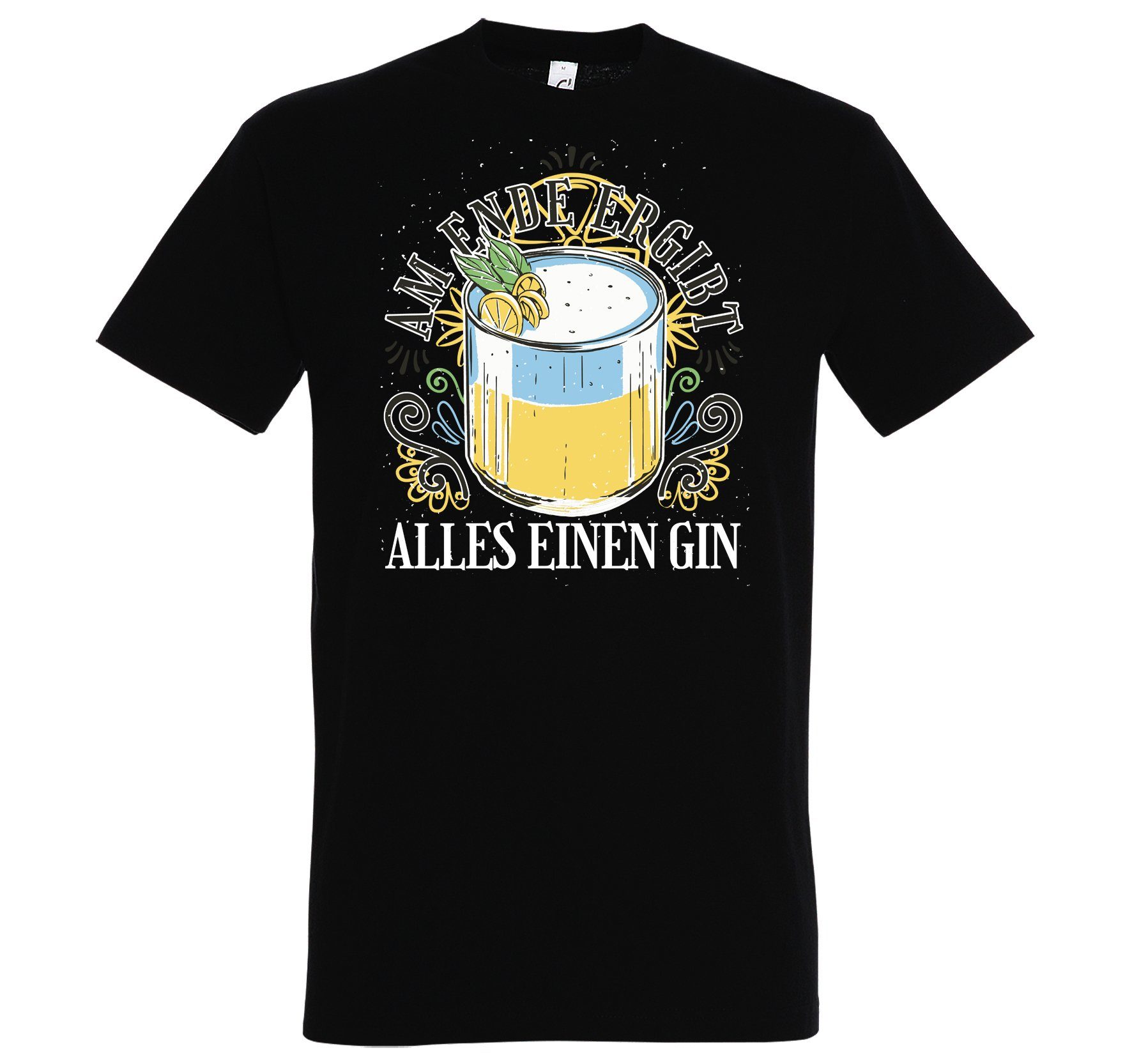 Youth Designz T-Shirt Am Ende ergibt alles einen Gin Herren Shirt Mit Lustigem Aufdruck Schwarz