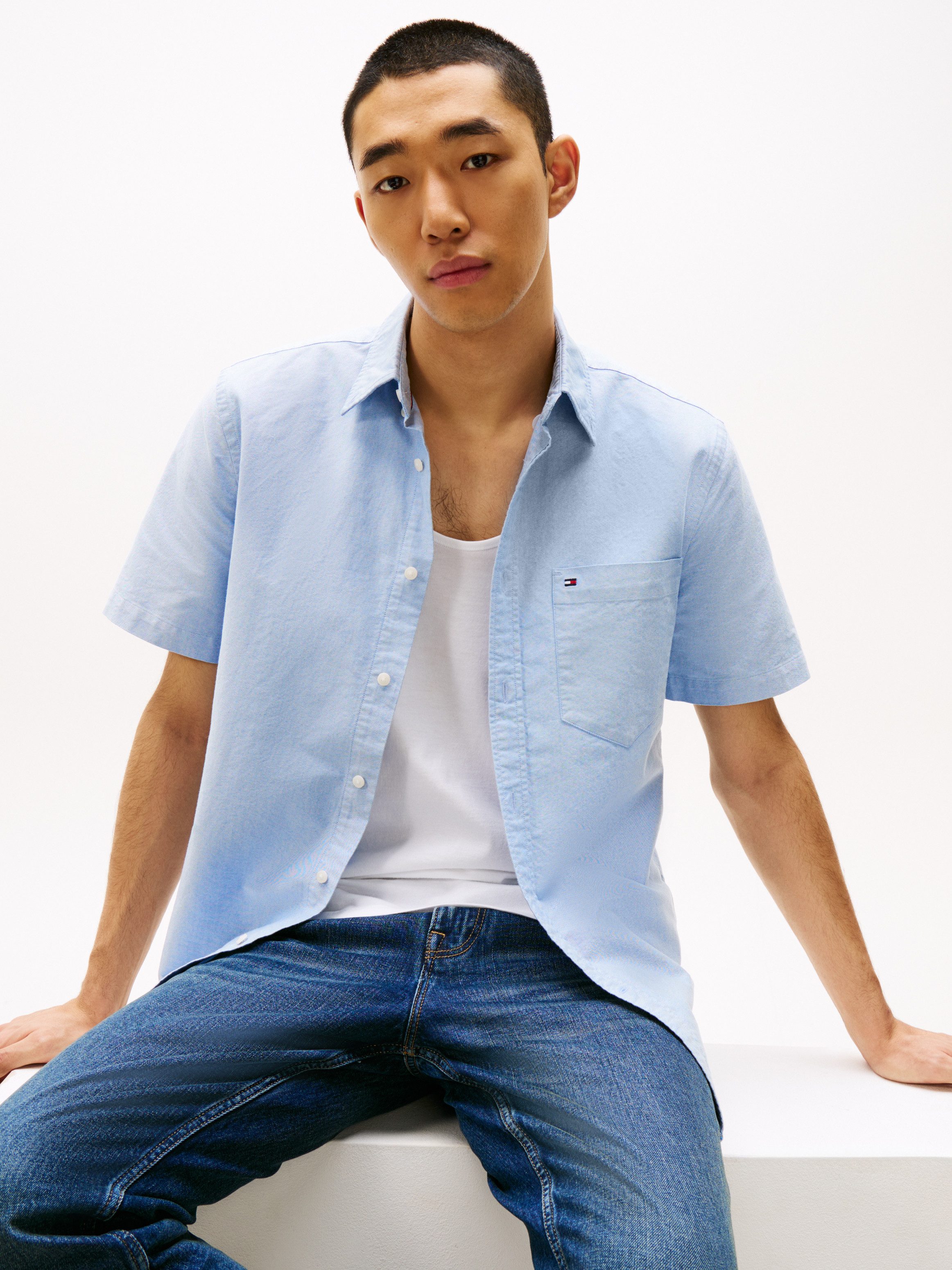 Tommy Hilfiger Kurzarmhemd HERITAGE OXFORD RF SHIRT S/S mit Button-down-Kragen, Regular Fit