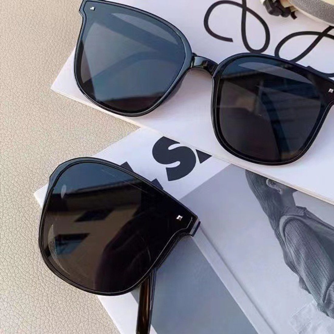 Haiaveng Sonnenbrille Sonnenbrillen, Sonnenbrillen mit Aufbewahrungstasche) UV-Schutz Faltbare Sonnenbrille (mit black