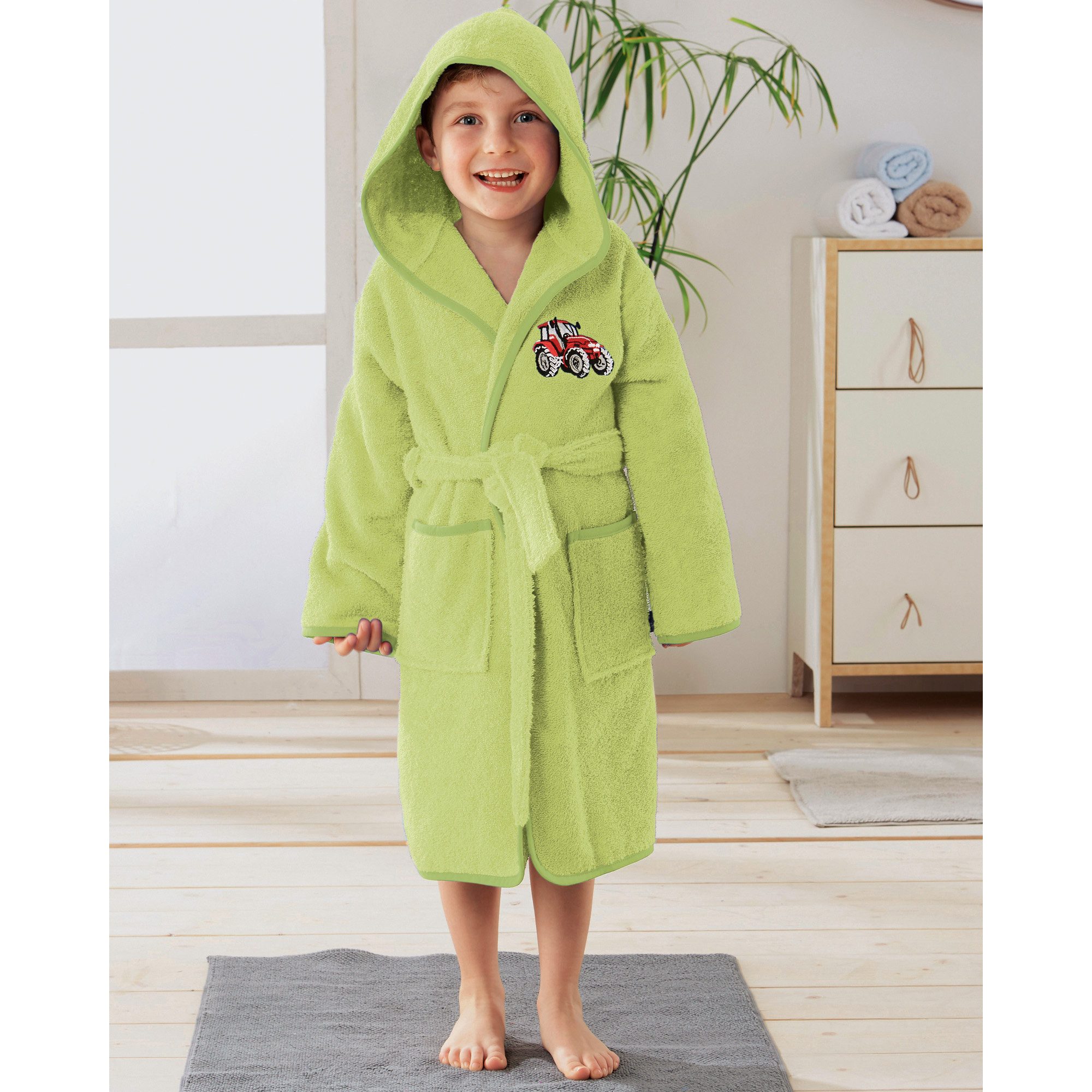 Erwin Müller Kinderbademantel Kinder-Bademantel mit Kapuze, Rückenlänge: 69 cm, Frottier, mit Kapuze/mit Aufsatztasche:, default, Walk-Frottier Uni/Motiv: Trakt – Bild 5 von 5