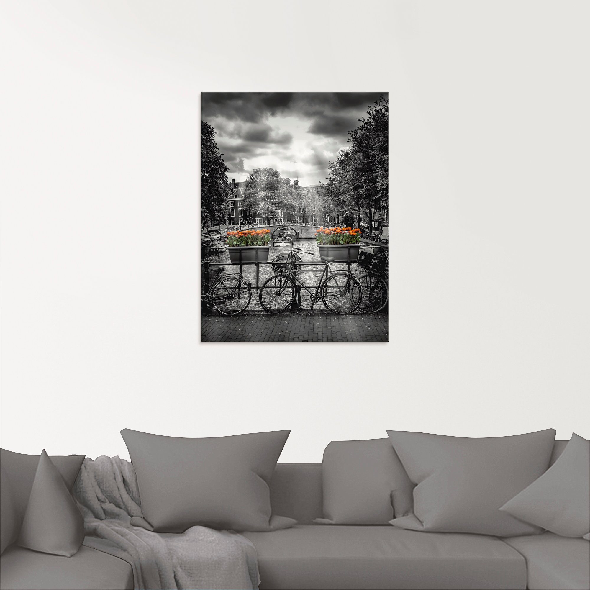 Artland Glasbild »Amsterdam Herengracht & Sonnenstrahlen«, Fahrräder (1 Stück)-kaufen