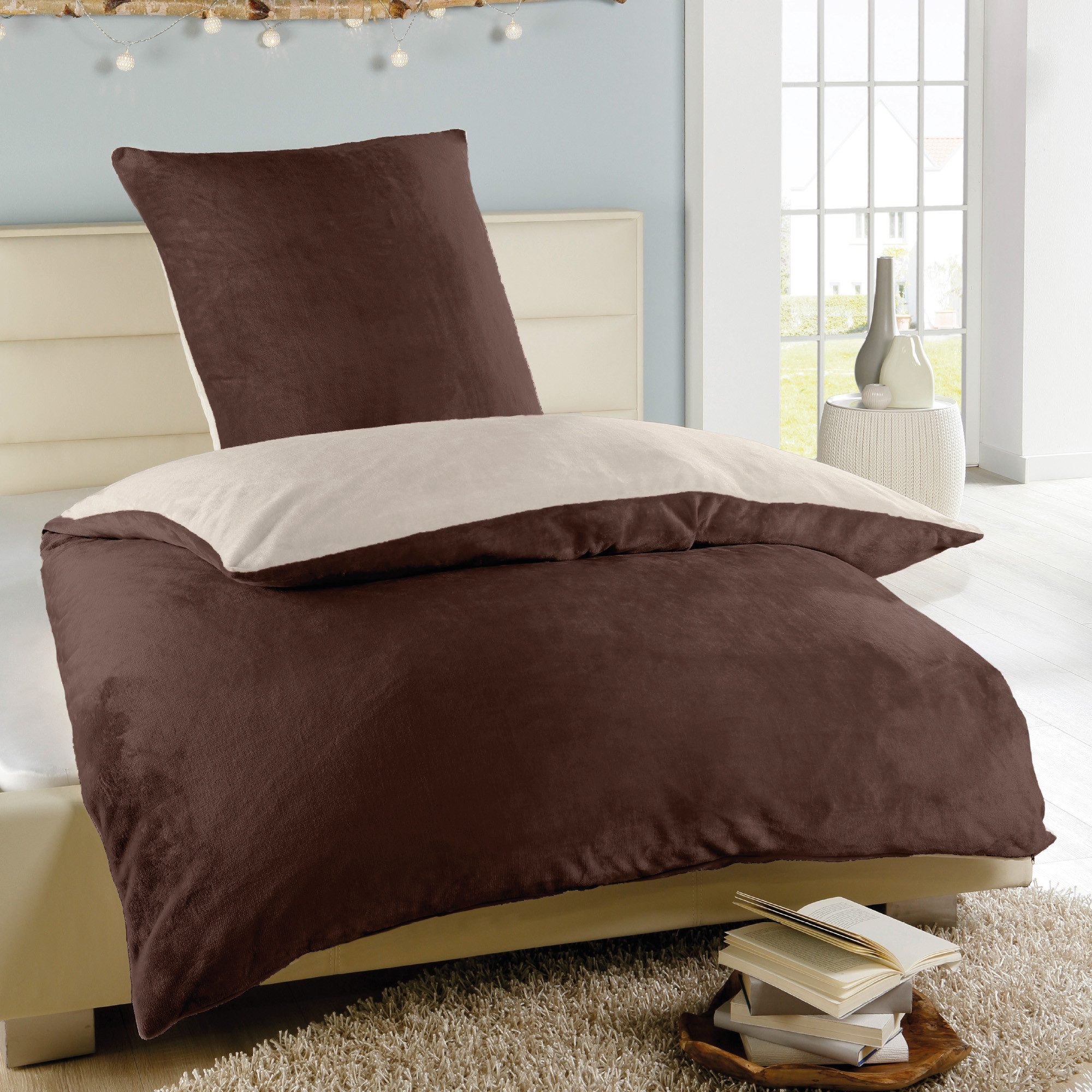 Bestlivings Wendebettwäsche Cashmere Touch, Mikrofaser, 2 teilig, bei 60°C waschbar, trocknergeeignet, Bett 135x200cm + Kissen 80x80cm