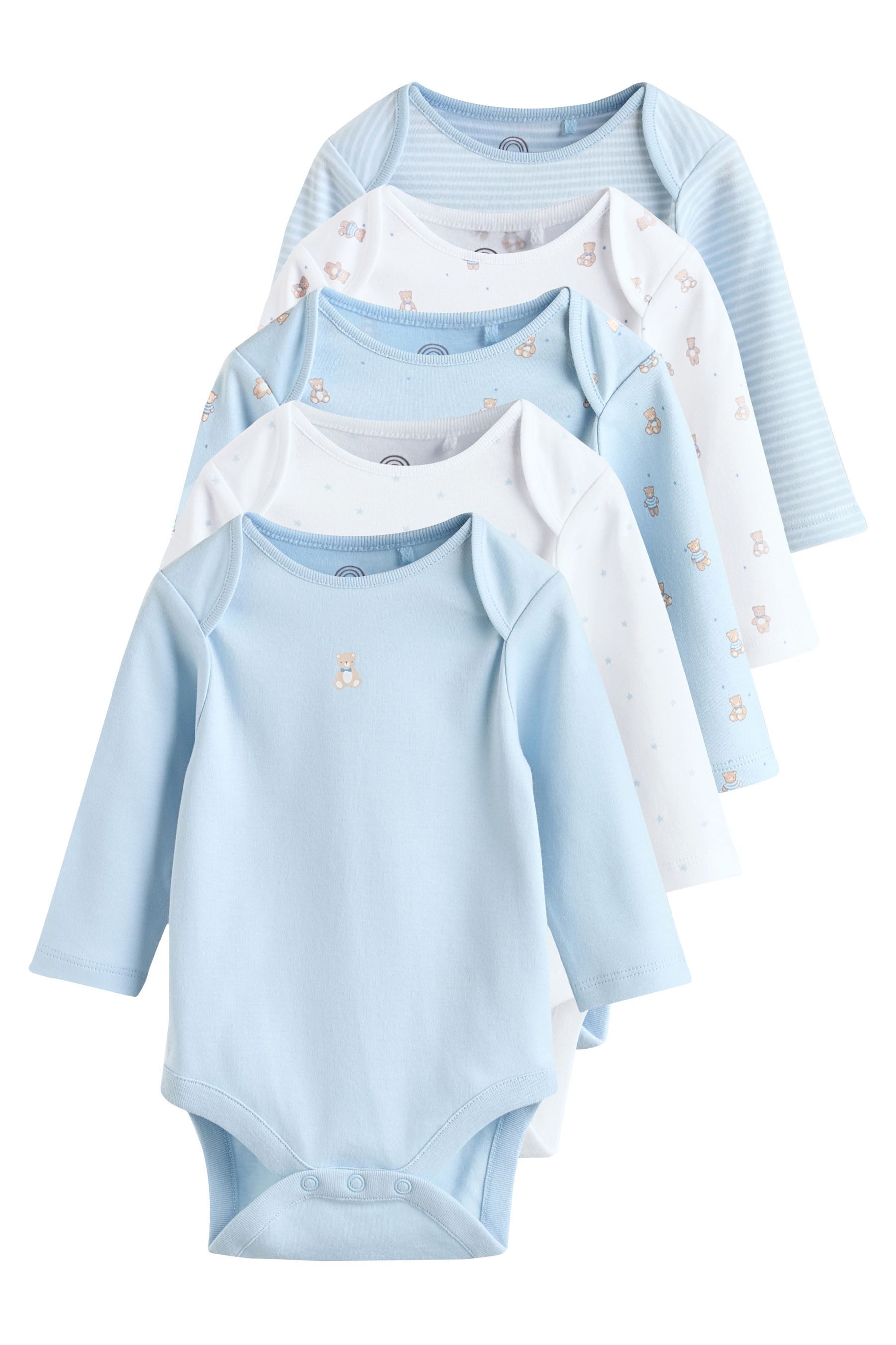Next Langarmbody Langärmelige Baby-Bodysuits, 5er-Pack, Bär (5-tlg)