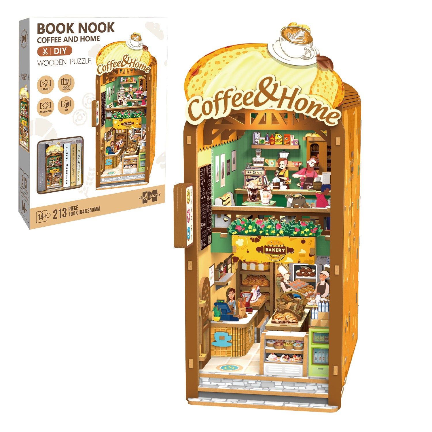 Esun 3D-Puzzle Book Nook KIT, DIY-Puppenhaus-Bausatz mit LED-Licht für Erwa günstig online kaufen