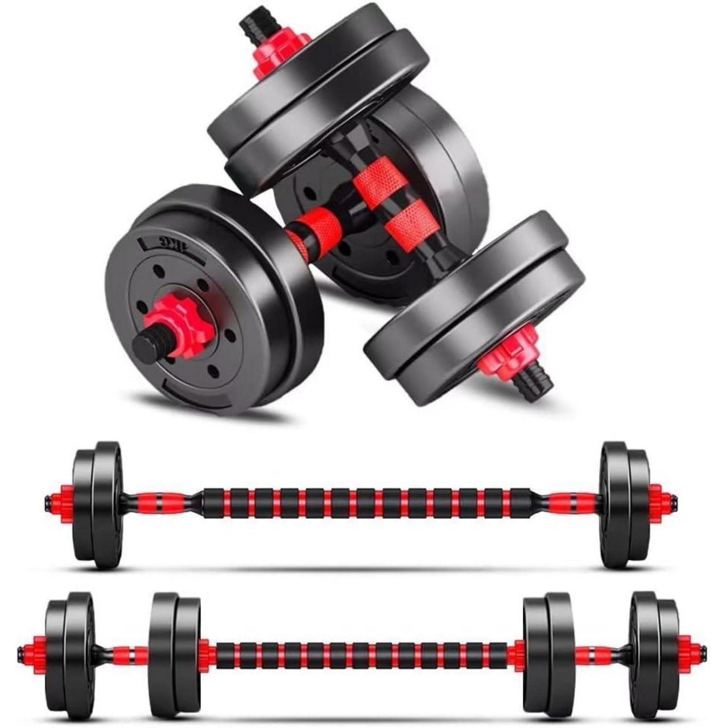 Hantel-Set Kurzhanteln Hantelset Verstellbar 2er Kunststoff Fitness rot 10KG