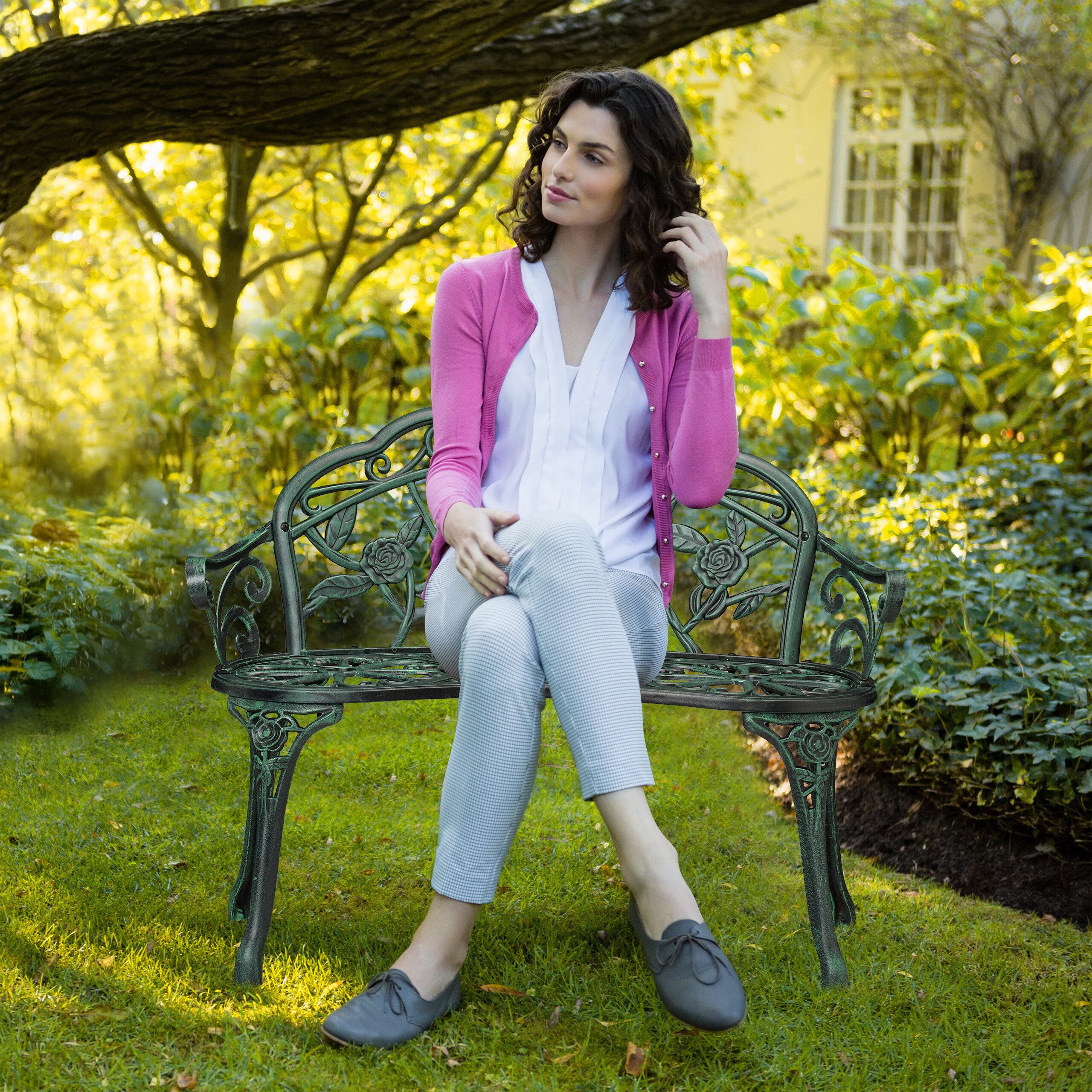 relaxdays Gartenbank Rosen antik