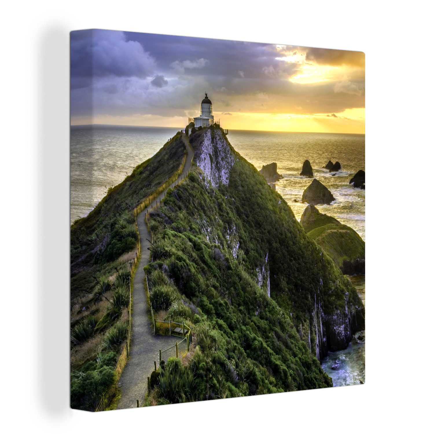 OneMillionCanvasses® Leinwandbild Neuseeland - Straße - Turm, (1 St), Leinwand Bilder für Wohnzimmer Schlafzimmer