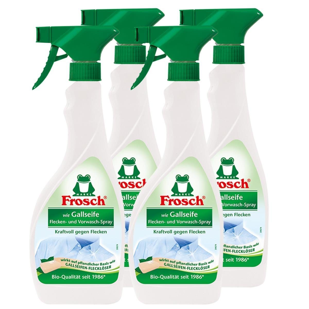 FROSCH 4x Frosch wie Gallseife Fleck-Entferner und Vorwasch Spray 500 ml Sprü Fleckentferner