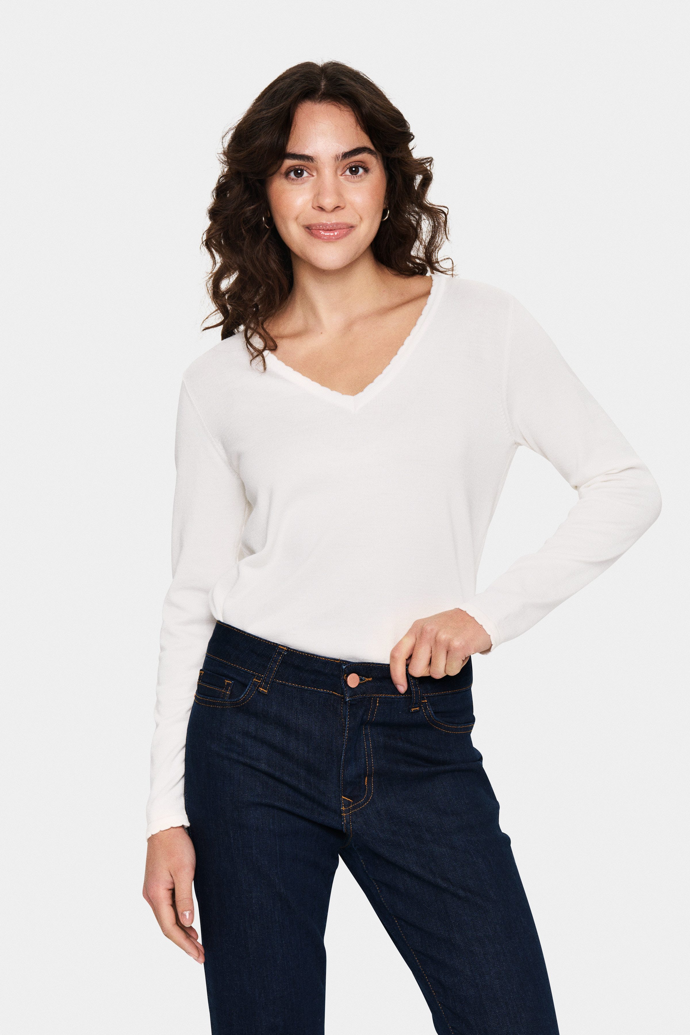Saint Tropez Strickpullover MilaSZ LS V-Neck Pullover Viskosemischung, Regu günstig online kaufen