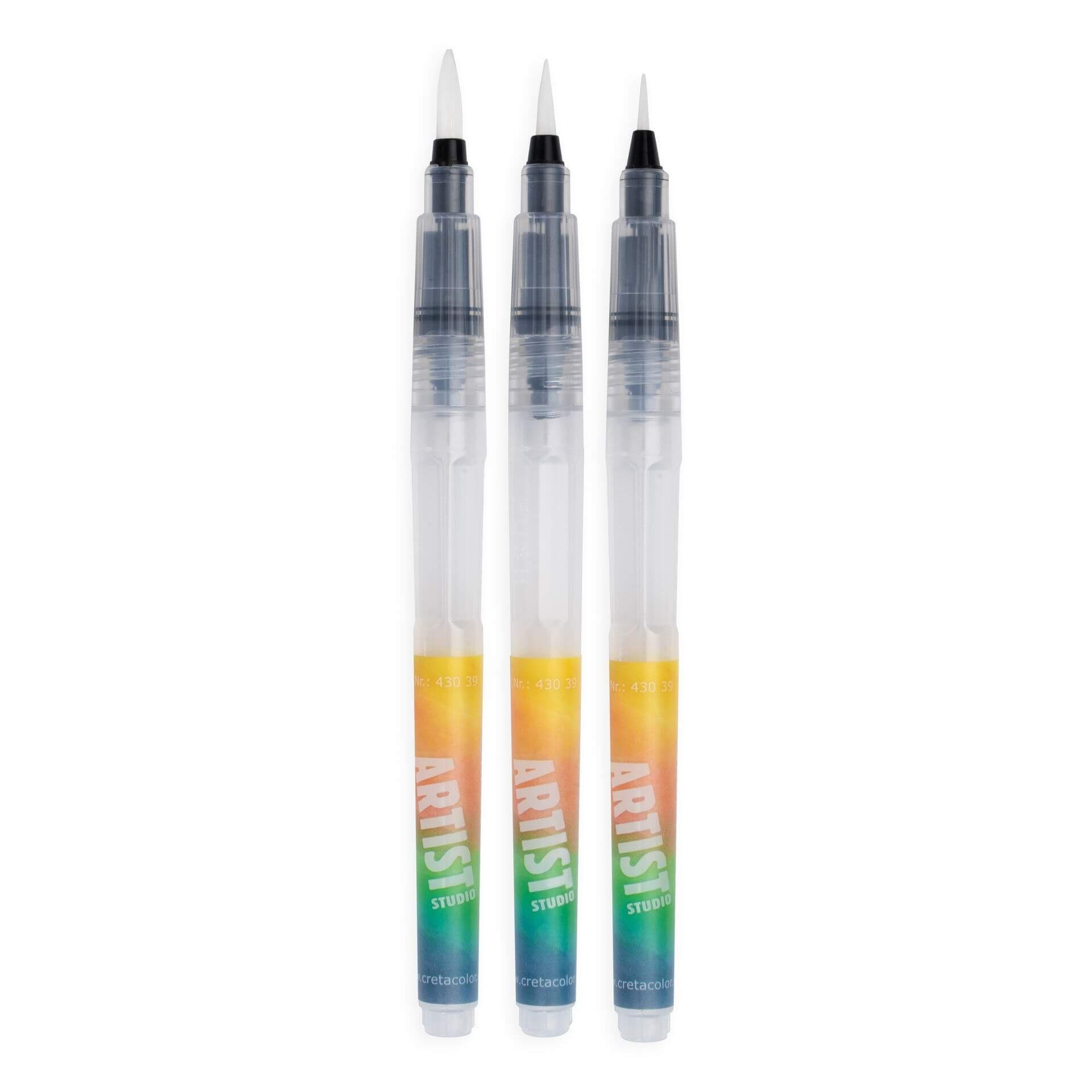 wiederauffüllen Cretacolor Aqua2Go zum mit Pinselstift Brevilliers transparenter Wassertank Wasserpinsel, 3er-Set -