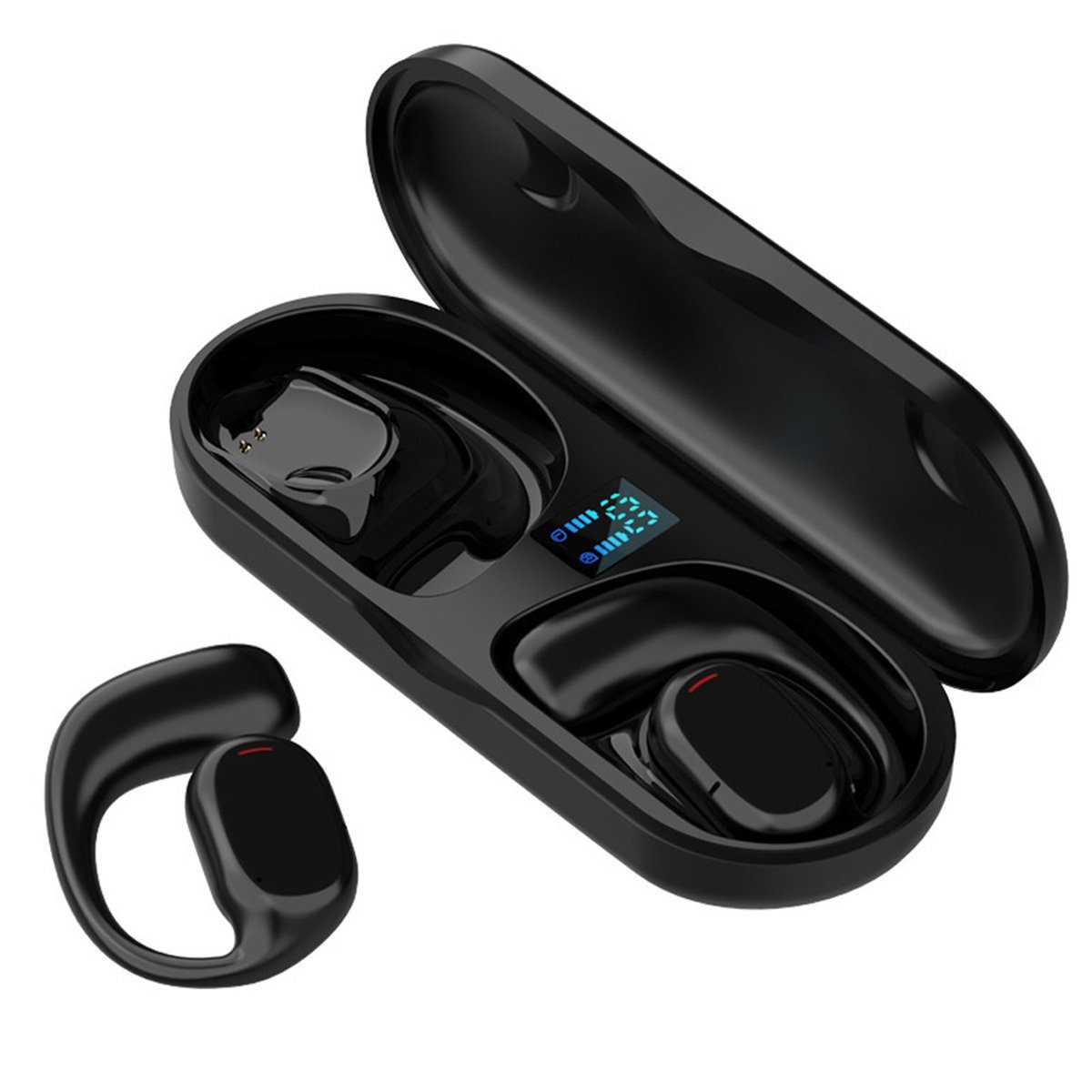 Jormftte Ear-Clip Knochenschall Kopfhörer Bluetooth,Sport-Ohrring-Kopfhörer Kopfhörer Schwarz