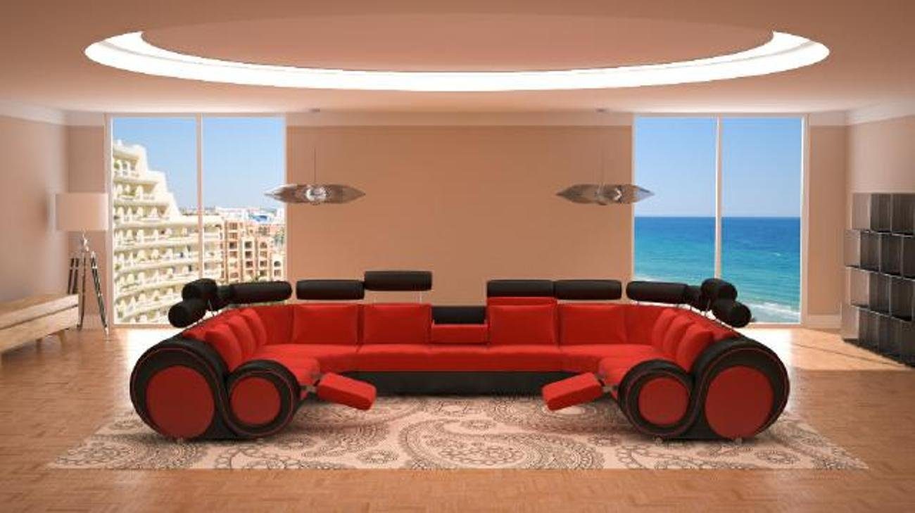 Wohnlandschaft XXL Wohnlandschaft Sofa mit USB Polster Garnitur Ecksofa Textil Stoff