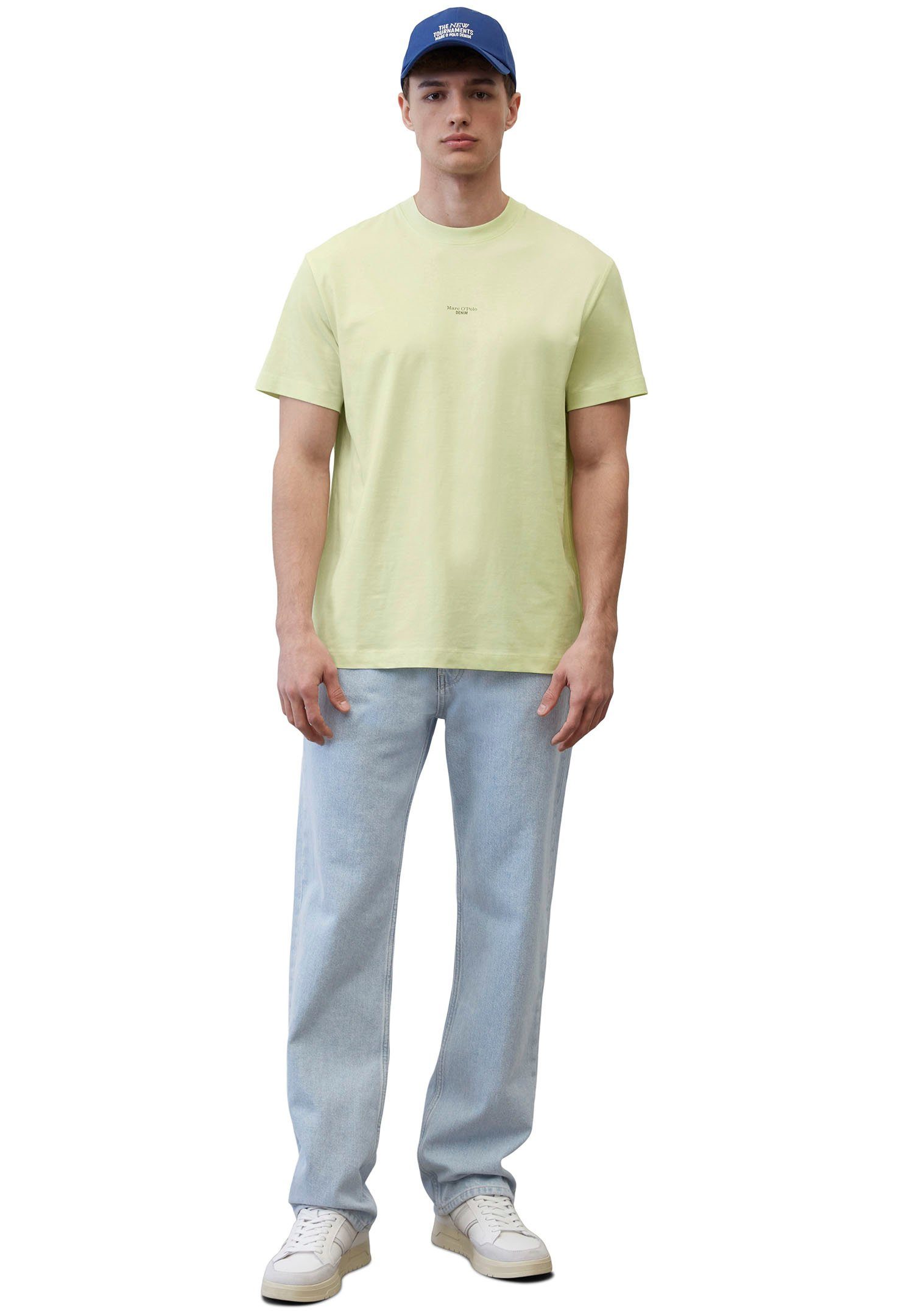 Marc O'Polo DENIM T-Shirt mit lime Logo-Druck kleinem