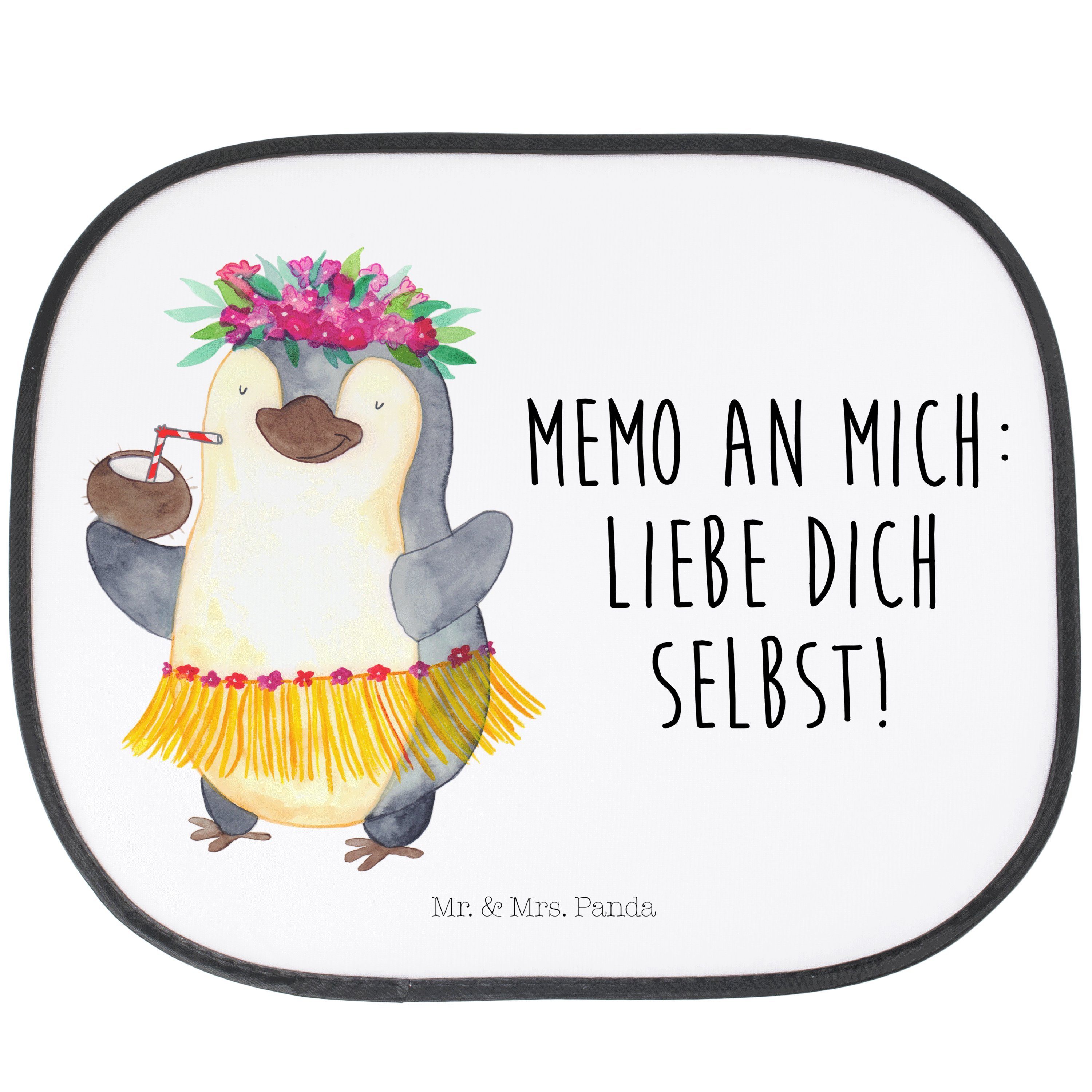 Sonnenschutz Pinguin Kokosnuss - Weiß - Geschenk, Sonnenblende, Sonnenschutz Kinde, Mr. & Mrs. Panda, Seidenmatt