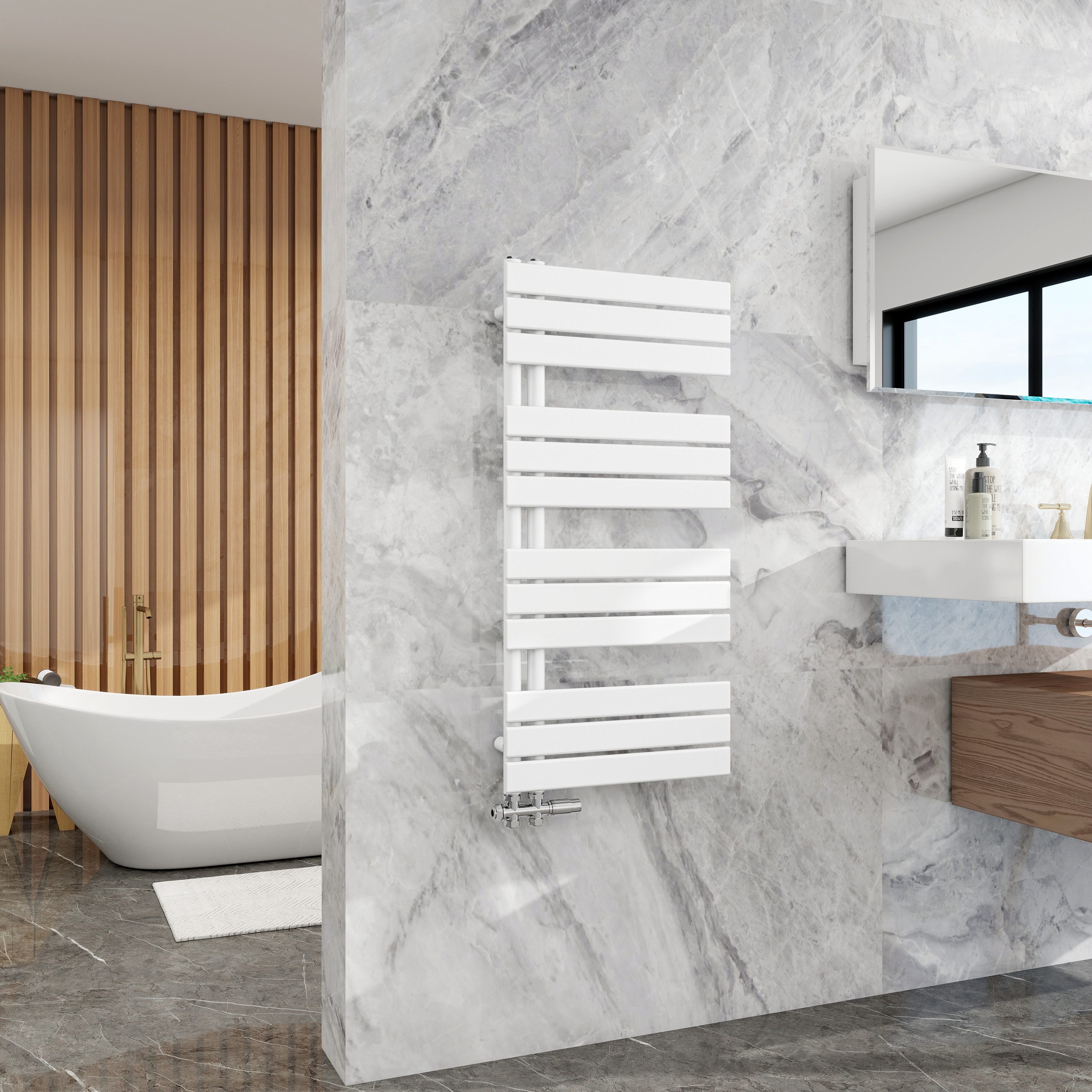 Duschparadies Badheizkörper Heizkörper, Design Handtuchtrockner Bad Warmwasser, Seitenanschluss