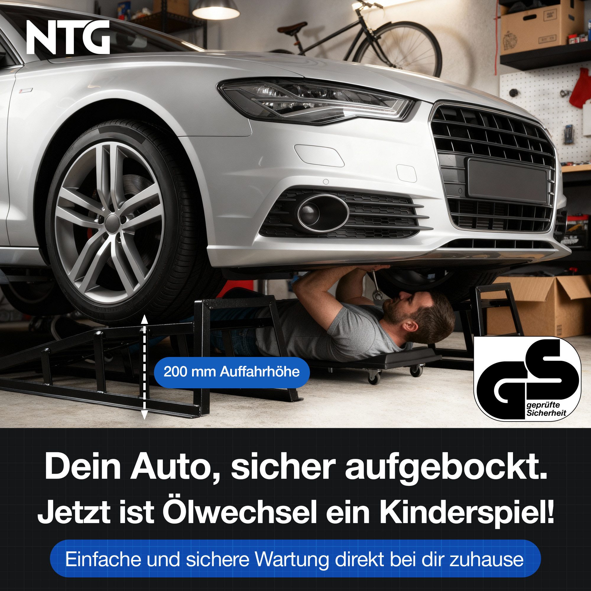 NTG Nutzfahrzeug Technik GmbH Auffahrrampe 2er Set bis 2000kg – 20cm Auffahrhöhe – Stahl Auffahrhilfe (2-St), Extra Breit 225mm – Bild 4 von 5
