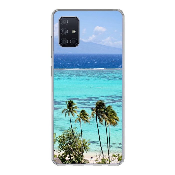 MuchoWow Handyhülle Palmen an der Küste von Moorea in Französisch-Polynesien Phone Case Handyhülle Samsung Galaxy A71 Silikon Schutzhülle