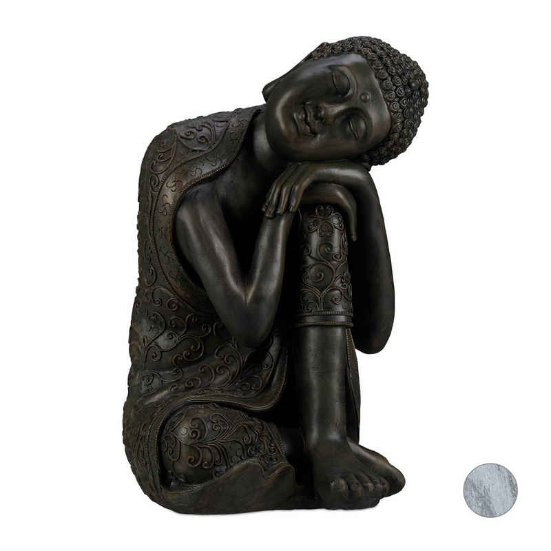 relaxdays Buddhafigur »Buddha Figur geneigter Kopf 60 cm«, Dunkelgrau