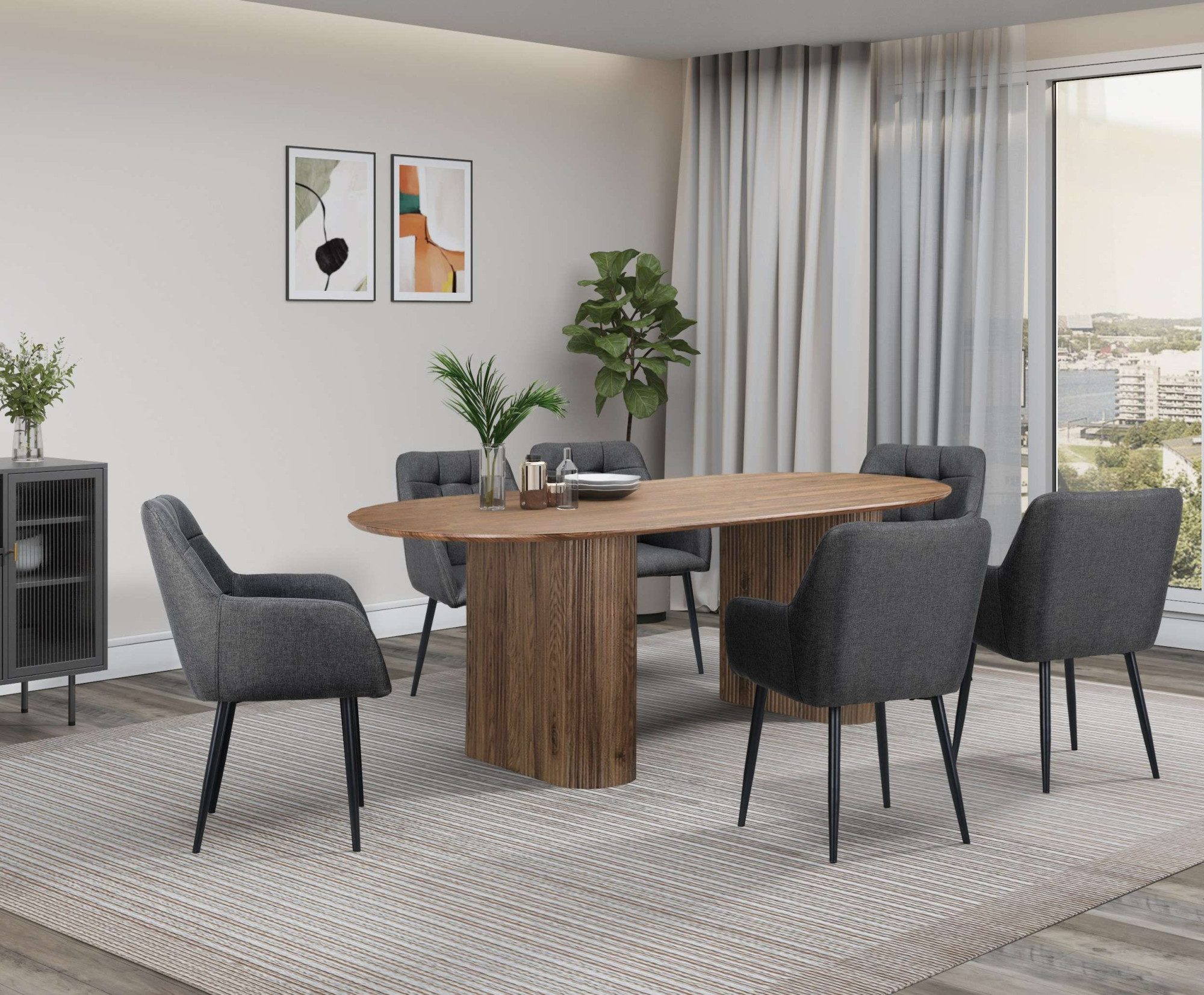 OTTO home Esstisch Bostonia, ovaler Esstisch, Beine mit Rillenstruktur, pfl günstig online kaufen