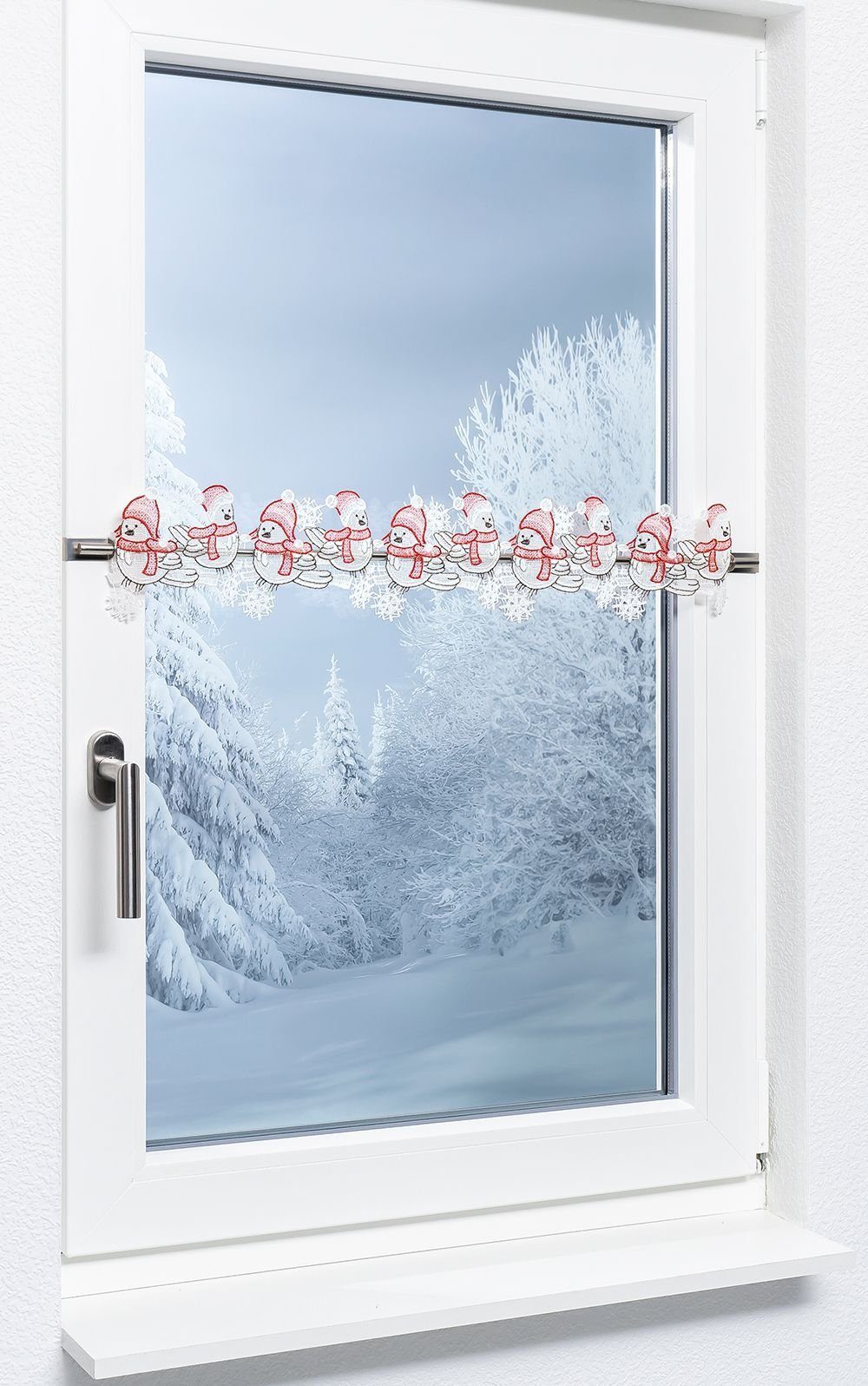 Wintervögel, HxB St), Plauener Scheibengardine transparent, Spitze®, (1 12x52cm