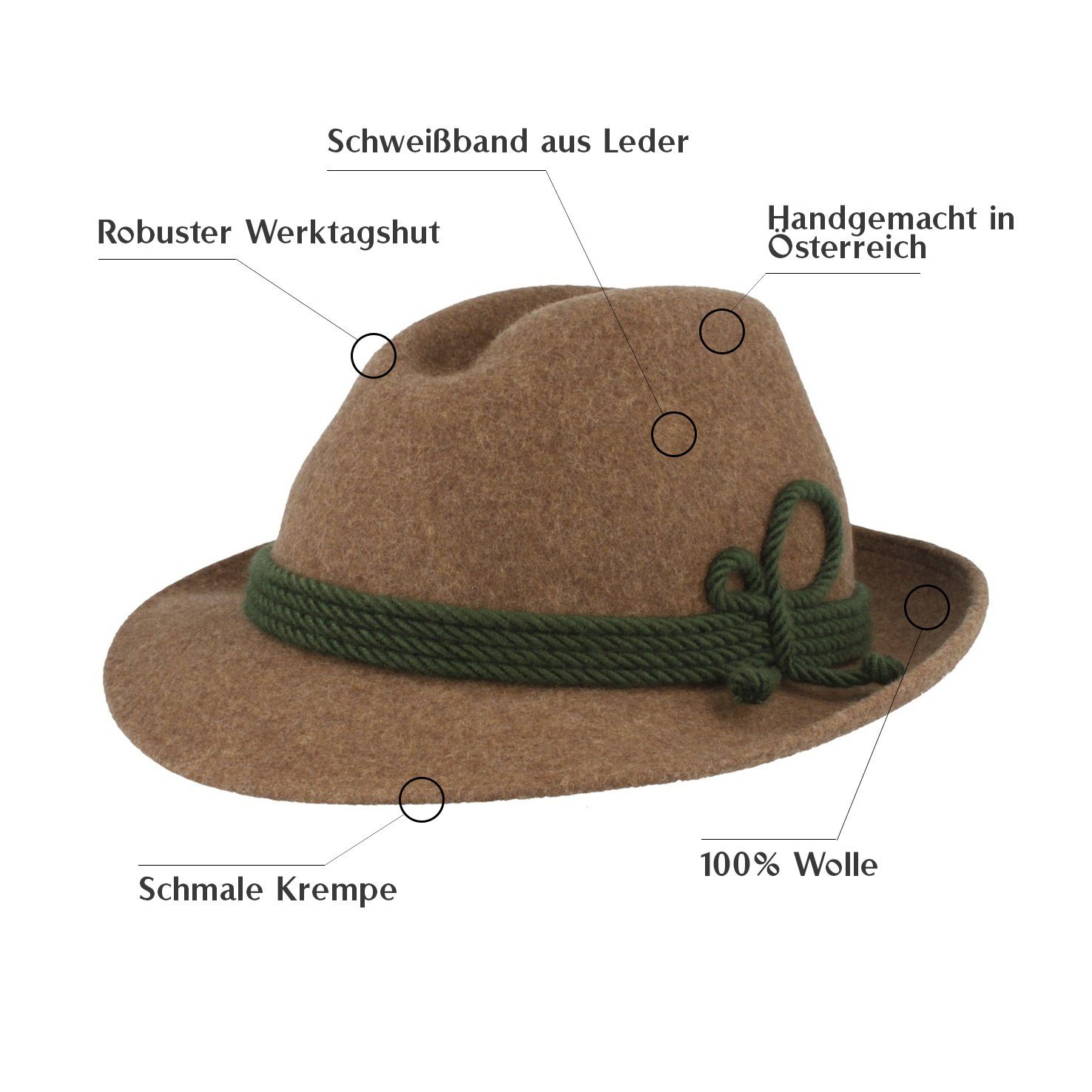 Hutmacher Zapf Filzhut schmaler Werdenfelser österreichische Handarbeit