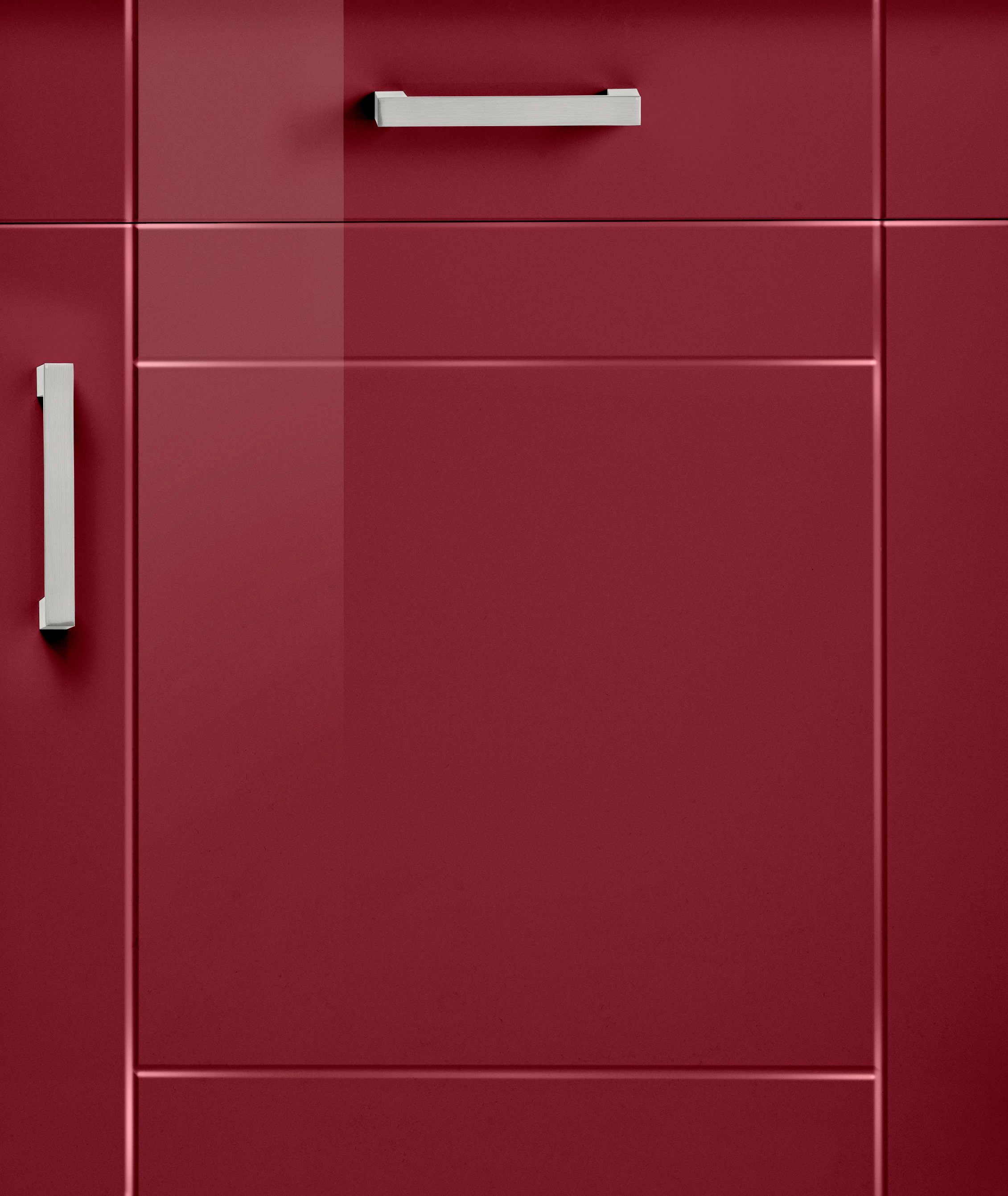 Unterschrank cm wotaneiche Tinnum rot | MÖBEL MDF Türen Fronten, HELD 3 Schubkästen, breit, Metallgriffe, 180 3