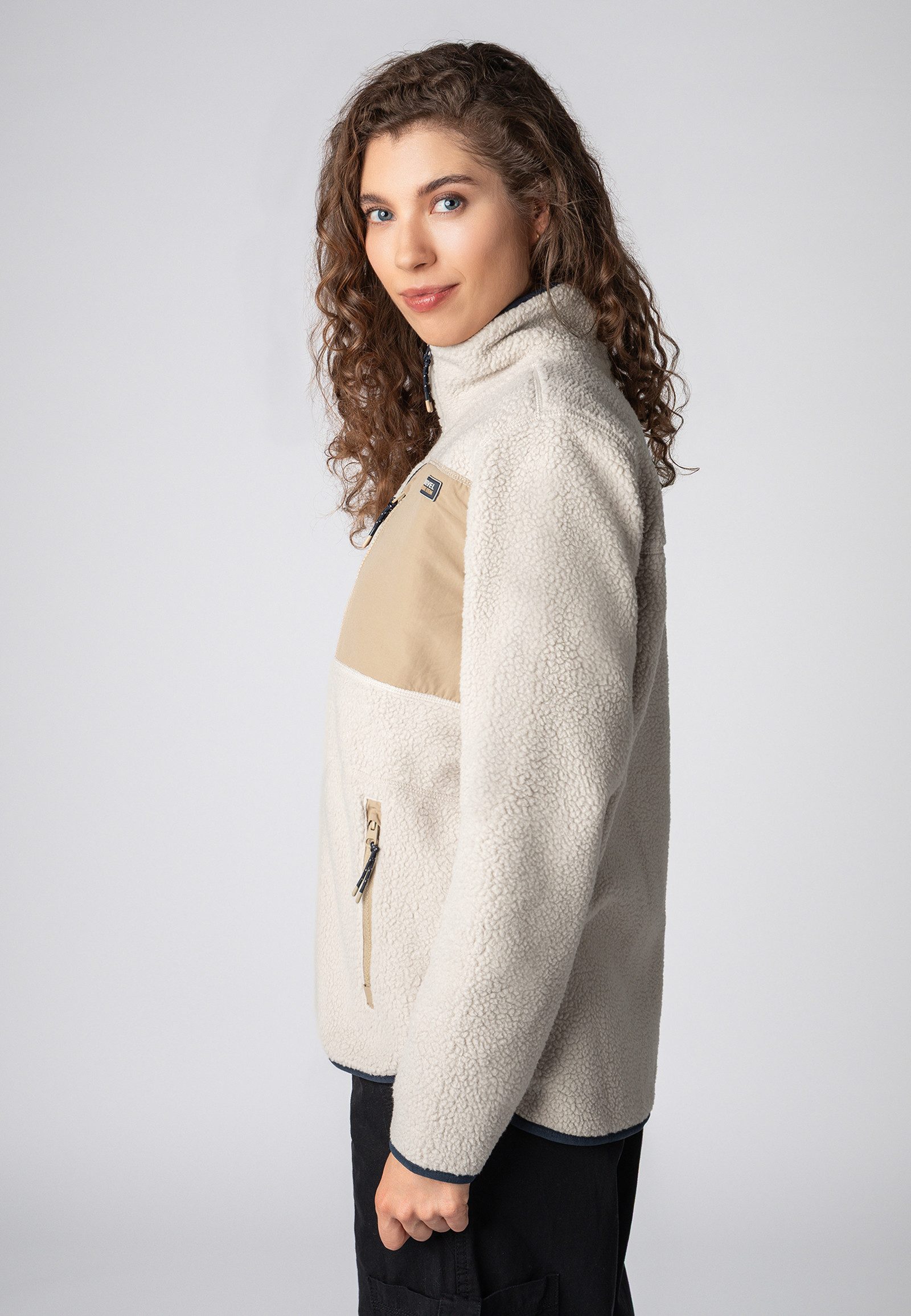 SUBLEVEL Fleecejacke Damen Half-Zip Fleecejacke Reißverschluss Fleecejacke Outdoorjacke Kuscheljacke