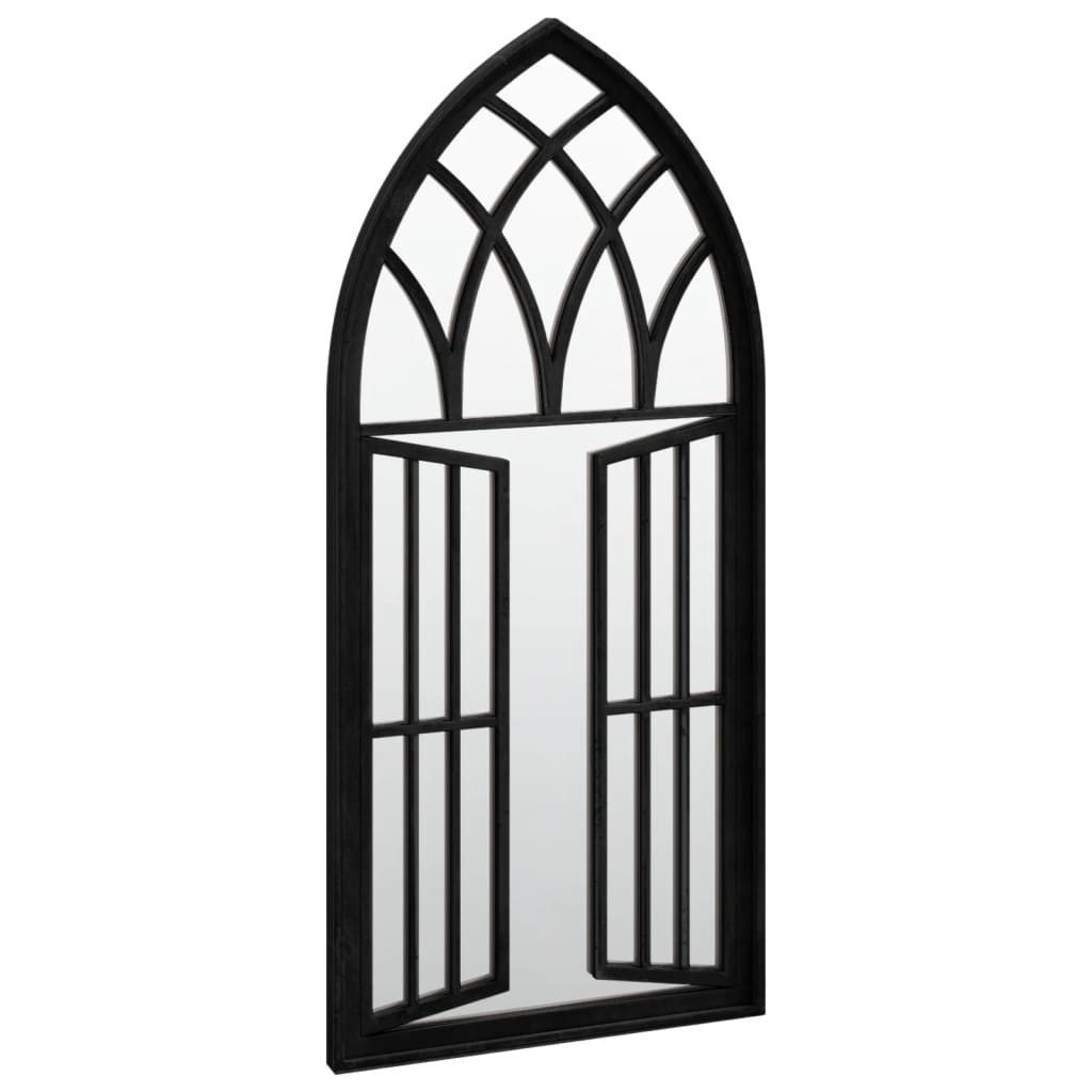 vidaXL Spiegel Gartenspiegel Schwarz 100x45 cm Eisen (1-St)