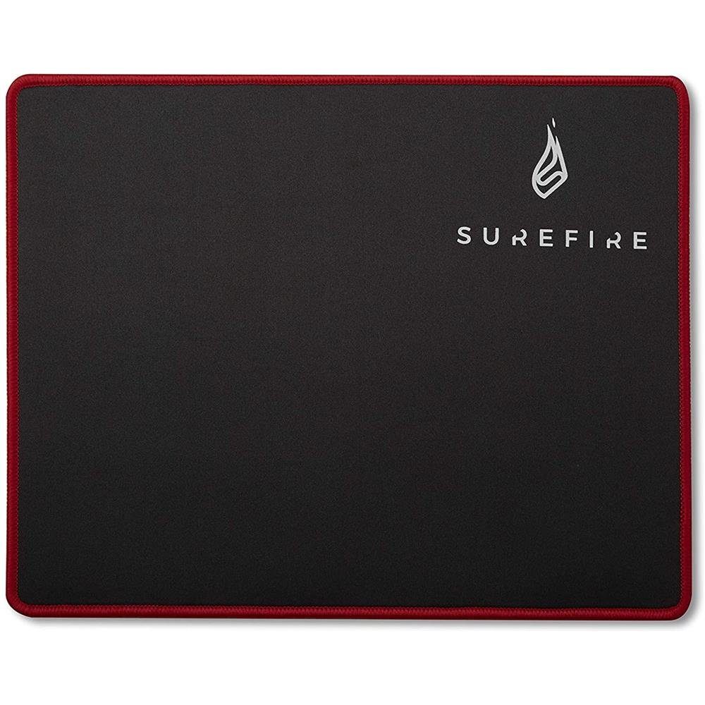 Surefire Gaming Mauspad Silent Flight 320, 32 x 26 cm, rutschfest, glatte Oberfläche, Mousepad, Mausunterlage, schwarz / rot