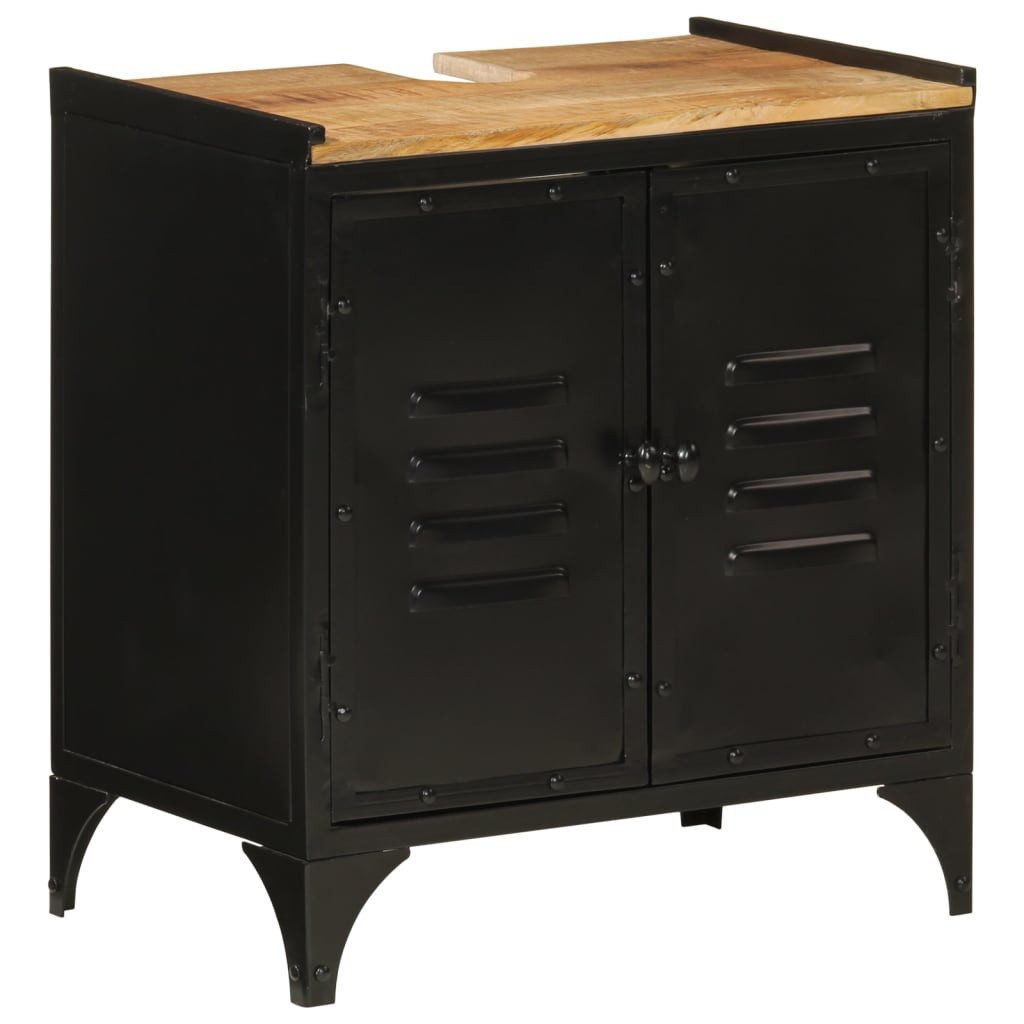 vidaXL Waschbeckenunterschrank Waschbeckenschrank 55x35x60 cm Eisen und Massivholz Mango