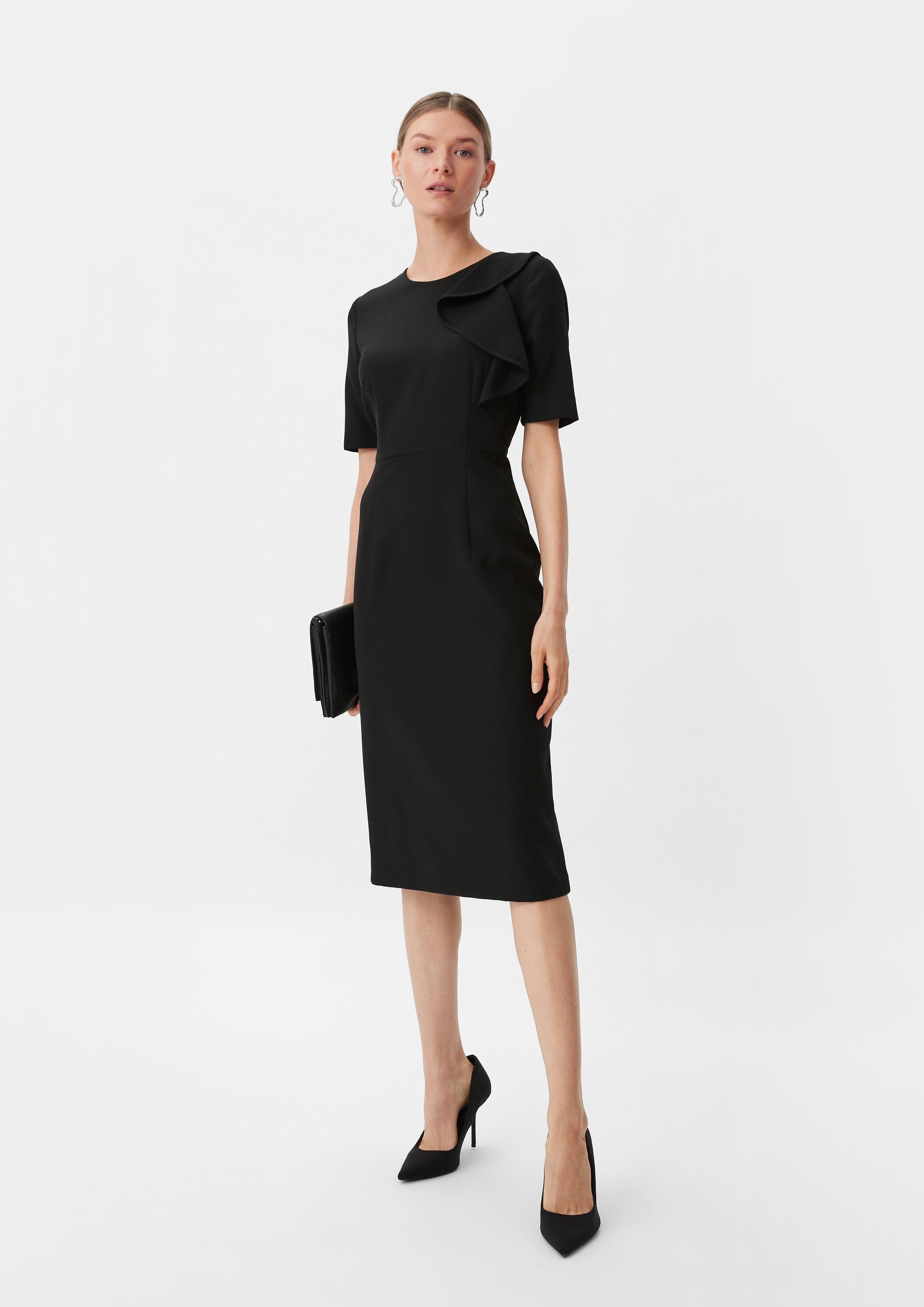 Comma Minikleid Kleid mit Volant-Detail Applikation schwarz