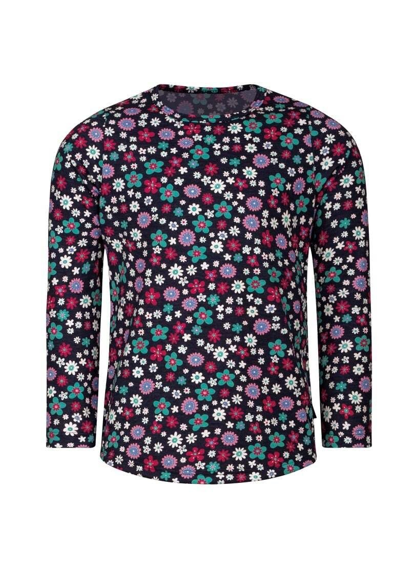 Longsleeve Trigema Blumen-Muster mit TRIGEMA farbenfrohem Langarmshirt