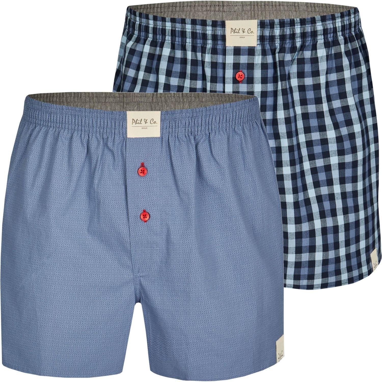 Phil & Co. Boxershorts PHIL & CO. BERLIN 2 Stück Herren Webboxer Boxershorts Shorts Boxer (1-St) DESIGN 05 | Boxershorts