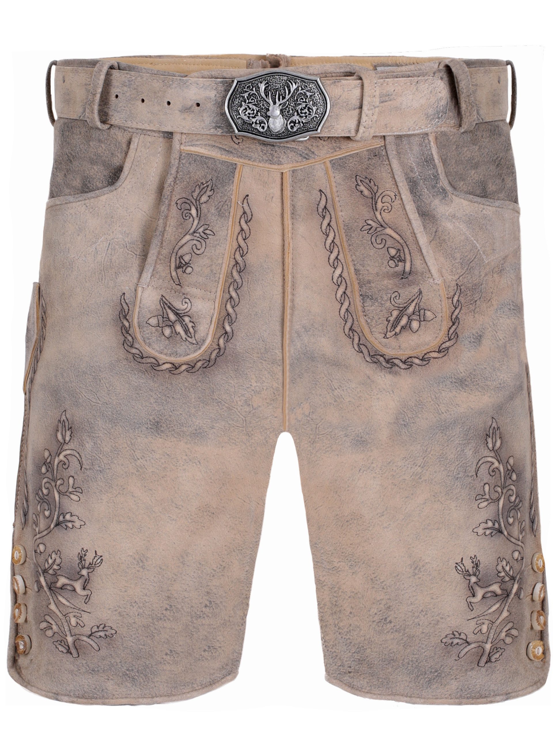 FUCHS Trachtenlederhose Trachtenlederhose Herren kurz Sand Echtleder Wiesn (1-tlg)
