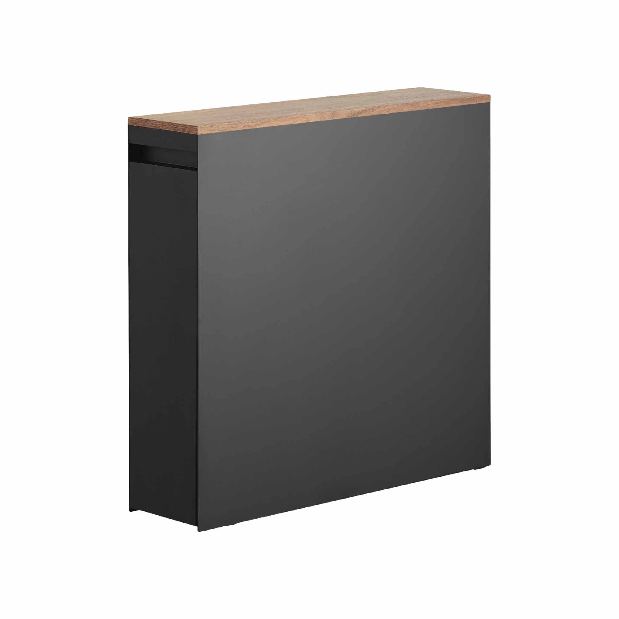 Yamazaki Badregal TOWER Auszieh-Regal mit Holzablage, Stahl / Holz / PP / Silikon, minimalistisch, 14 x 56 x 55cm (LxBxH)