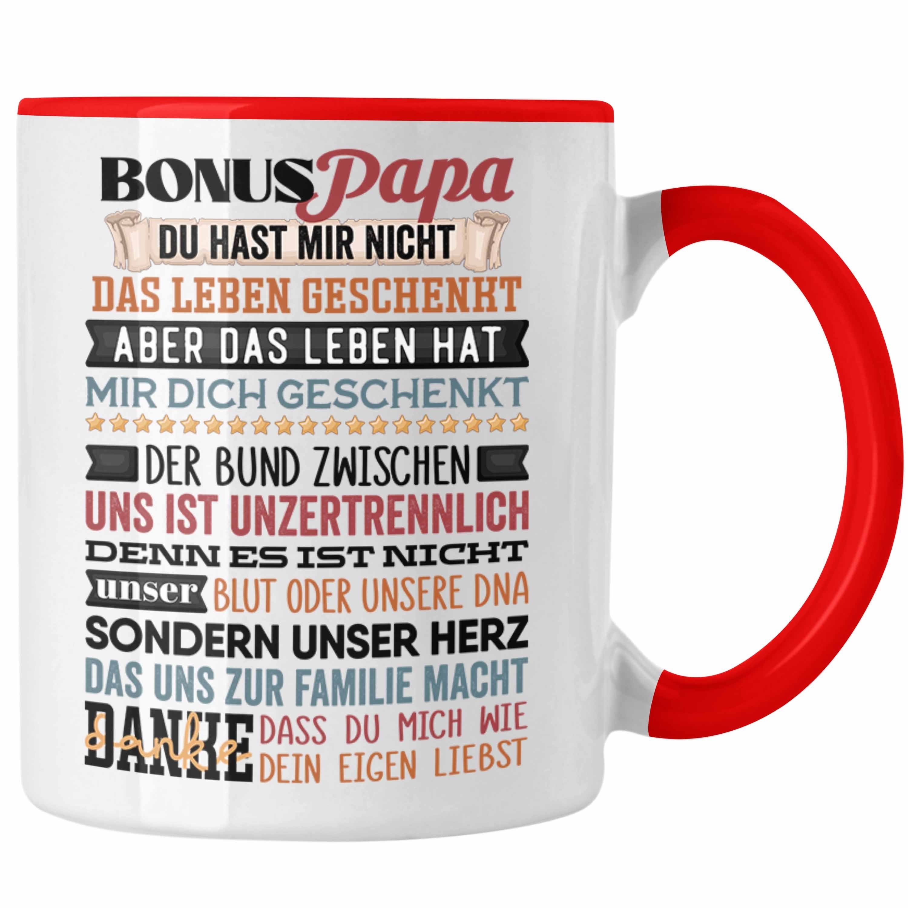 Trendation Tasse Geschenkidee Papa für Rot Stiefpapa Stiefvater Geschenk Tasse Bonus Vatert