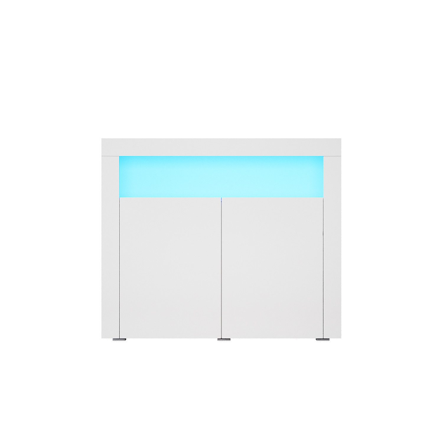 SONNI Kommode Sideboard Weiß Hochglanz mit LED (12 Farben können eingestellt Werden), Kommode 2 Türen Komodenschrank für Küche Esszimmer Wohnzimmer