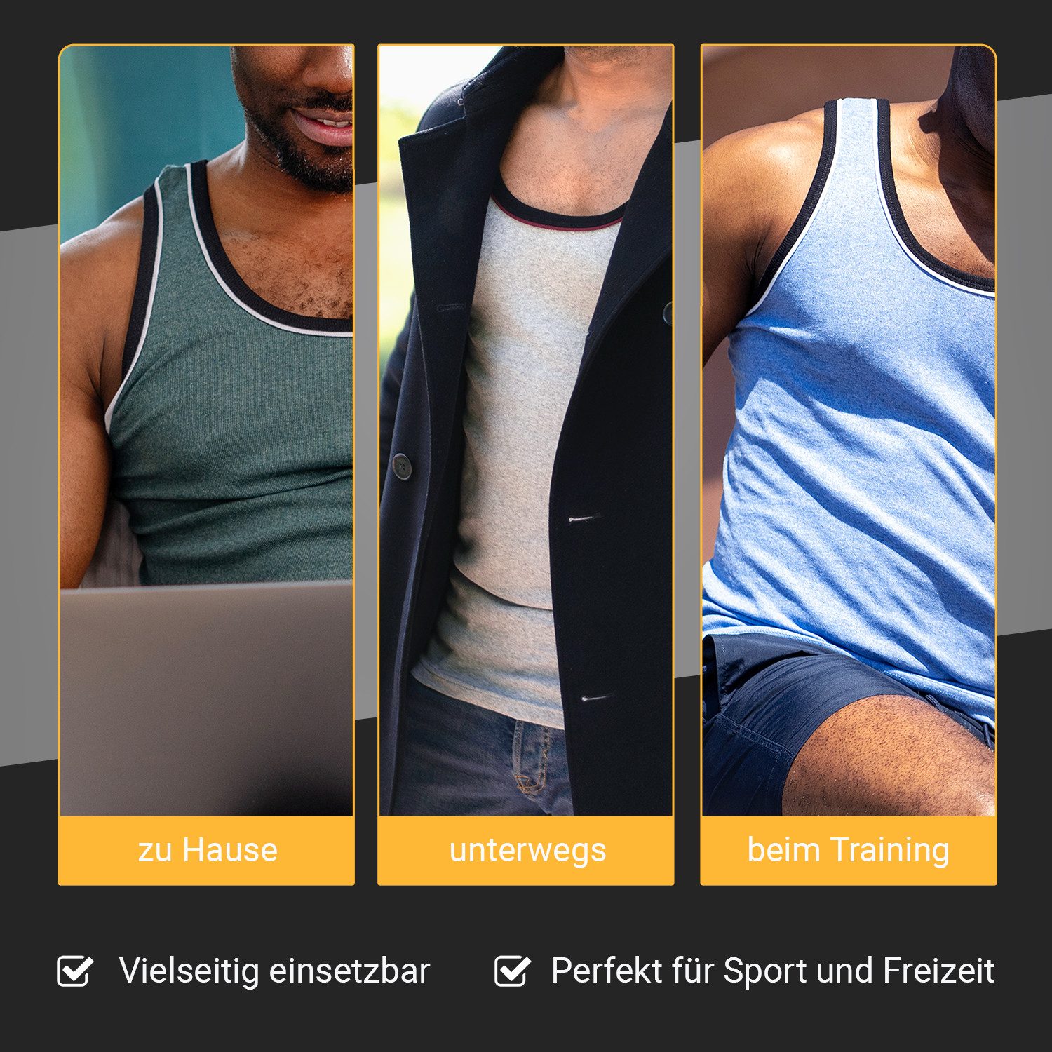 MT Unterhemd Herren Melange Tank-Top (5er Pack) Baumwoll Unterhemden (5-St., 5er-Pack) aus supersofter Feinripp-Qualität – Bild 5 von 5